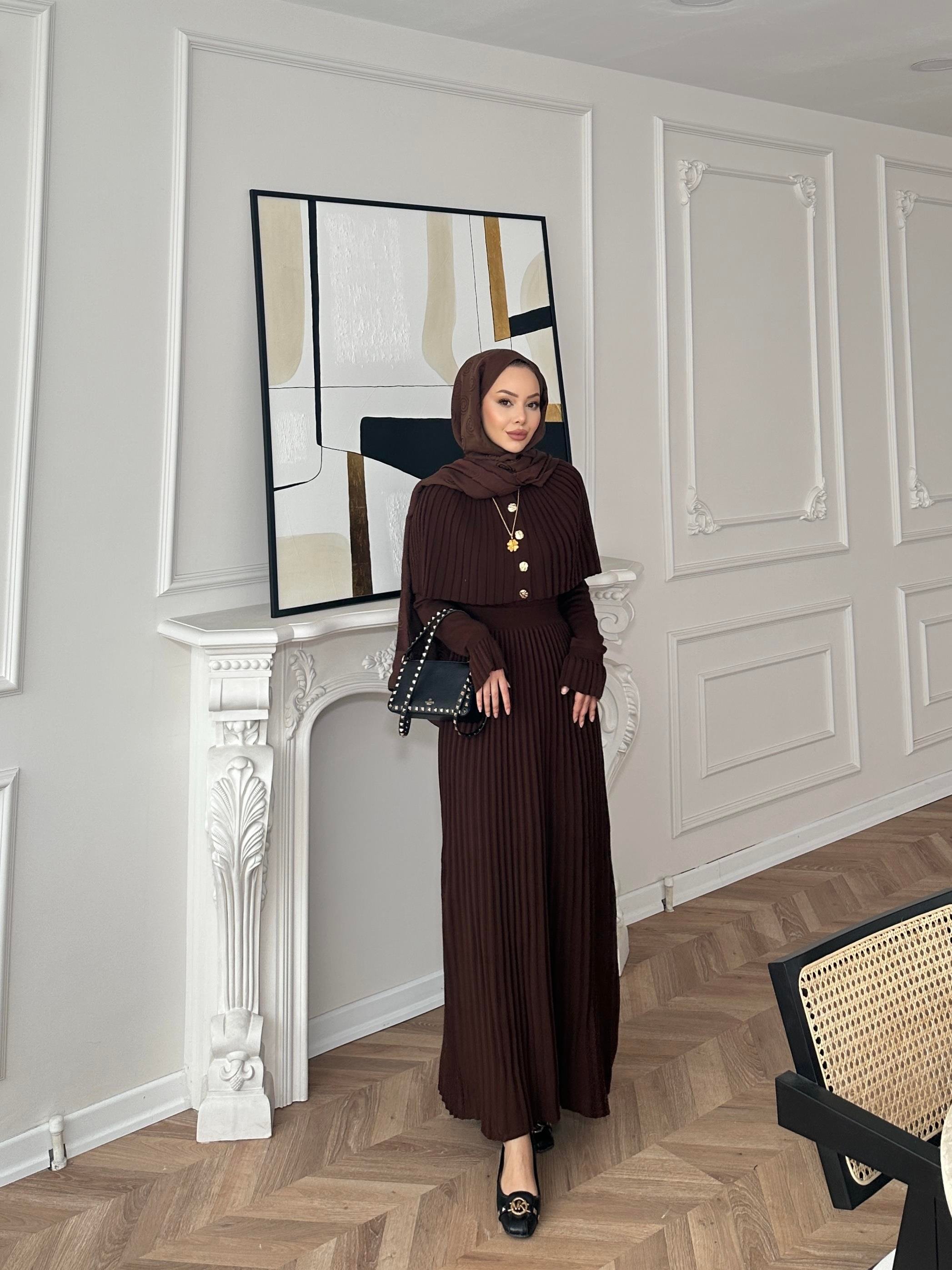 Wayne Triko Elbise Acı Kahve