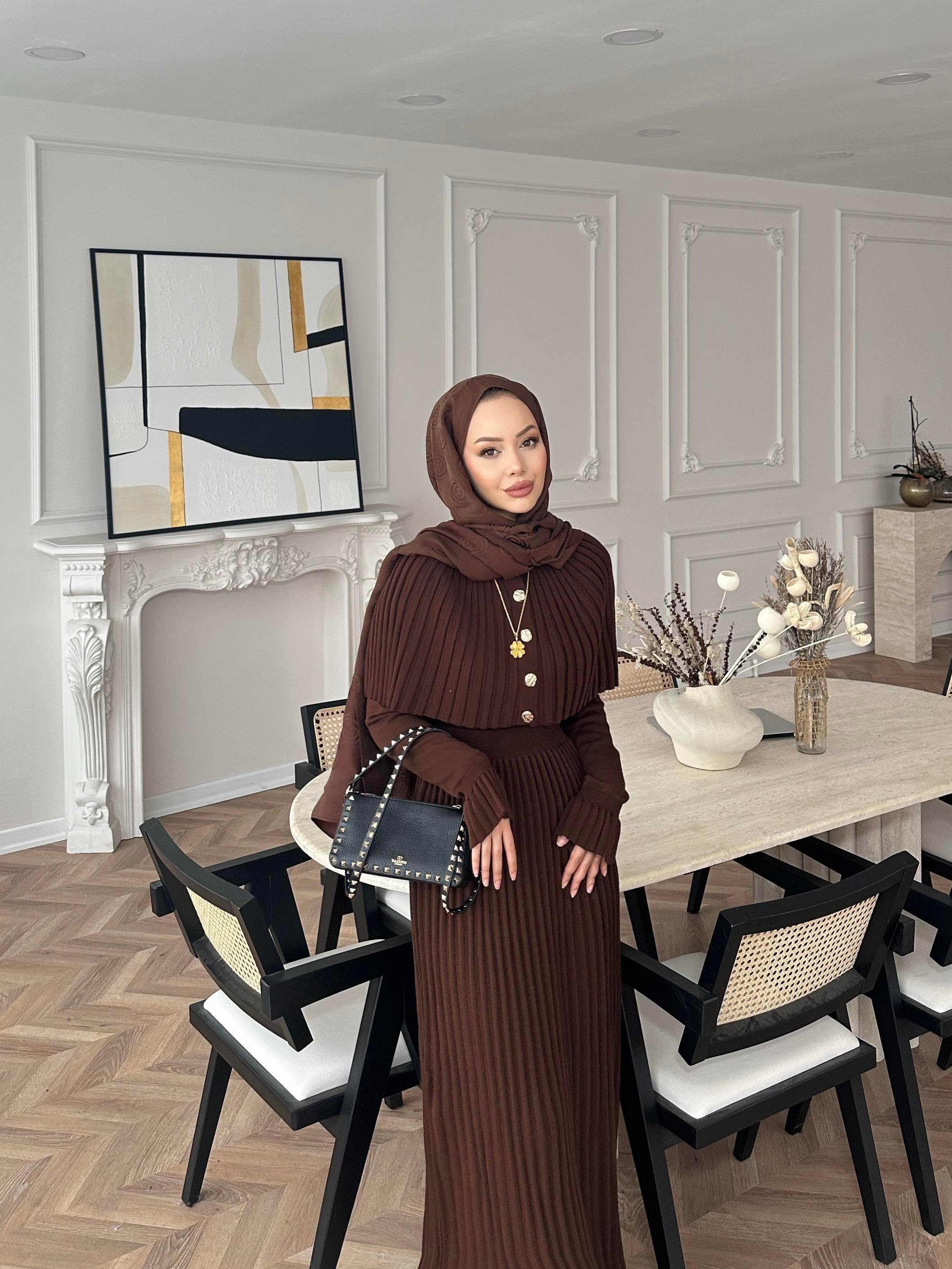 Wayne Triko Elbise Acı Kahve