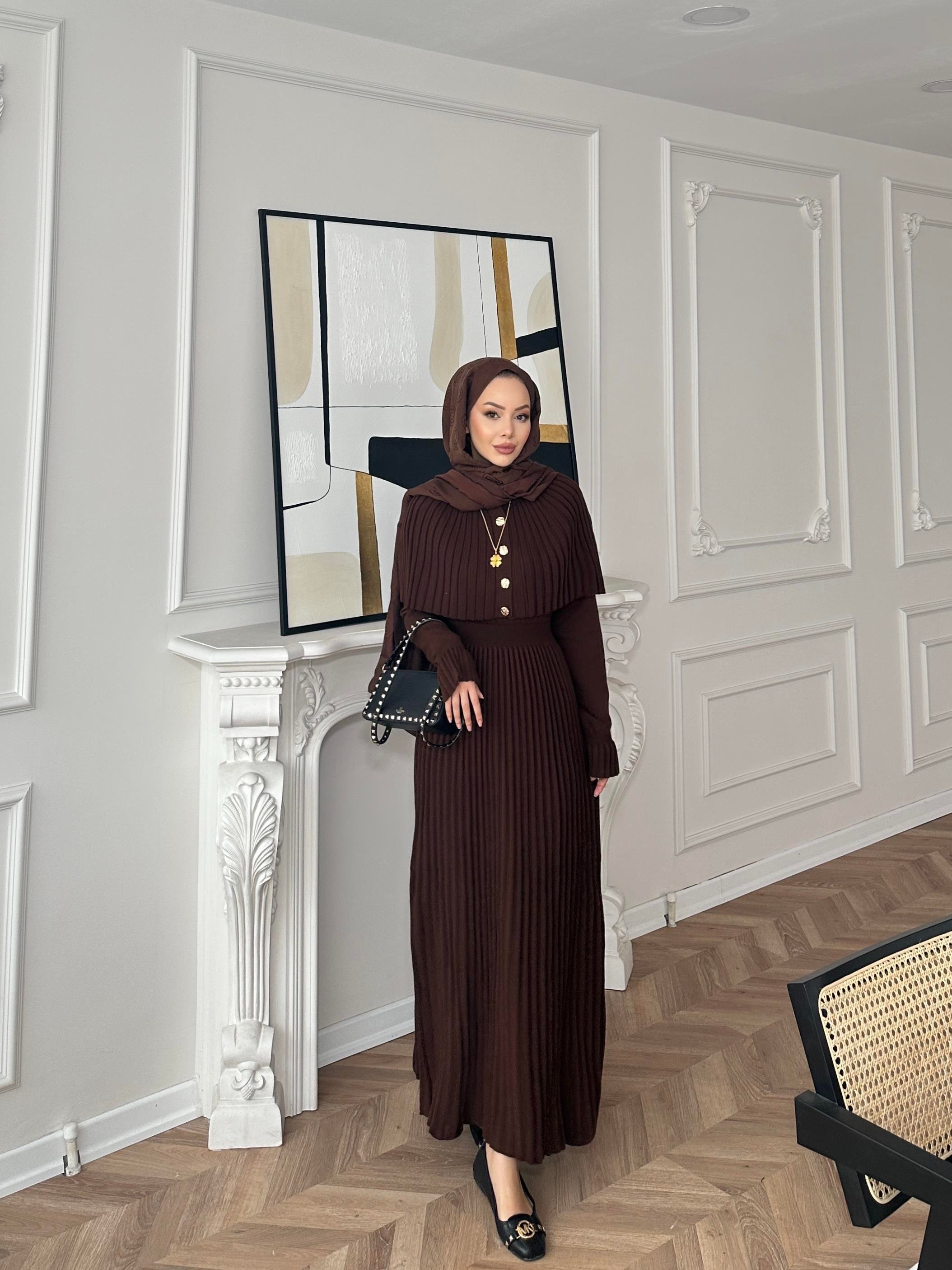 Wayne Triko Elbise Acı Kahve