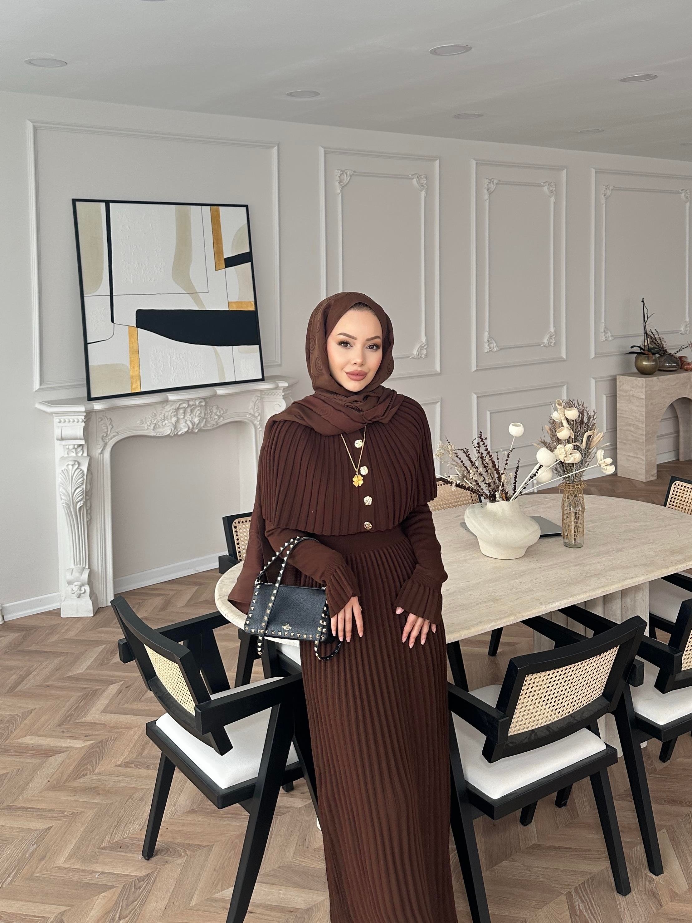 Wayne Triko Elbise Acı Kahve