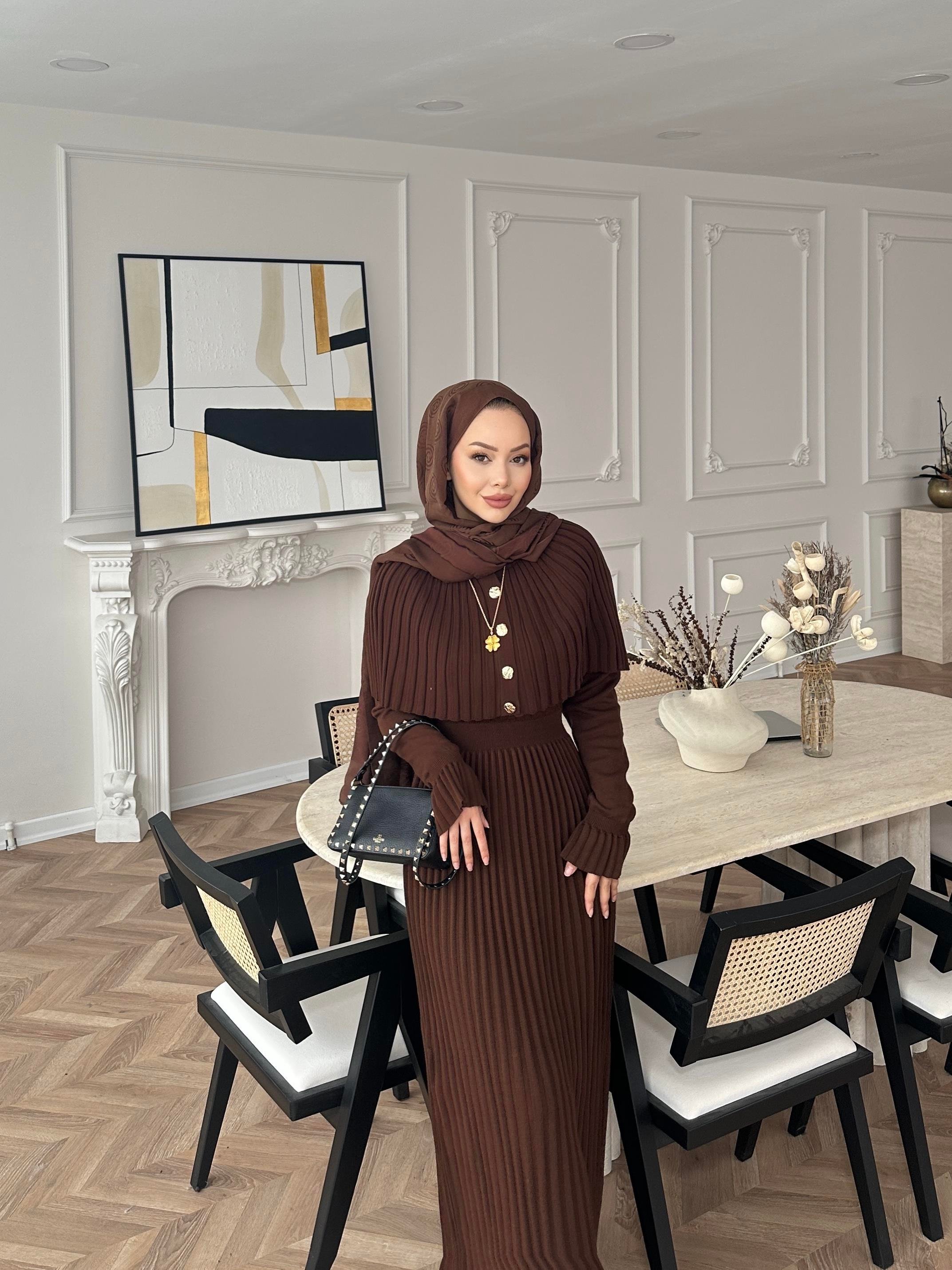 Wayne Triko Elbise Acı Kahve