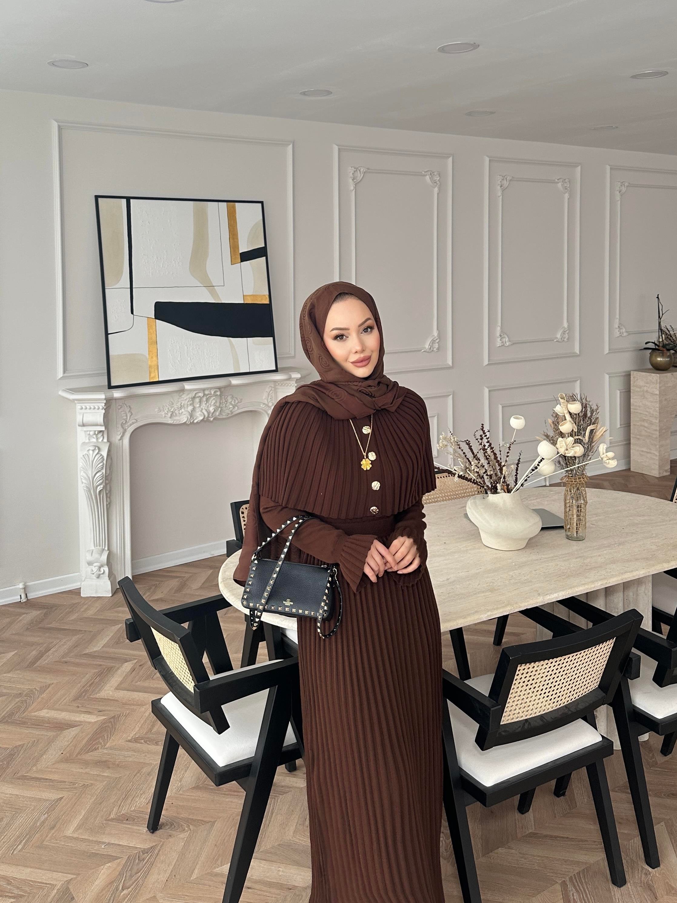 Wayne Triko Elbise Acı Kahve