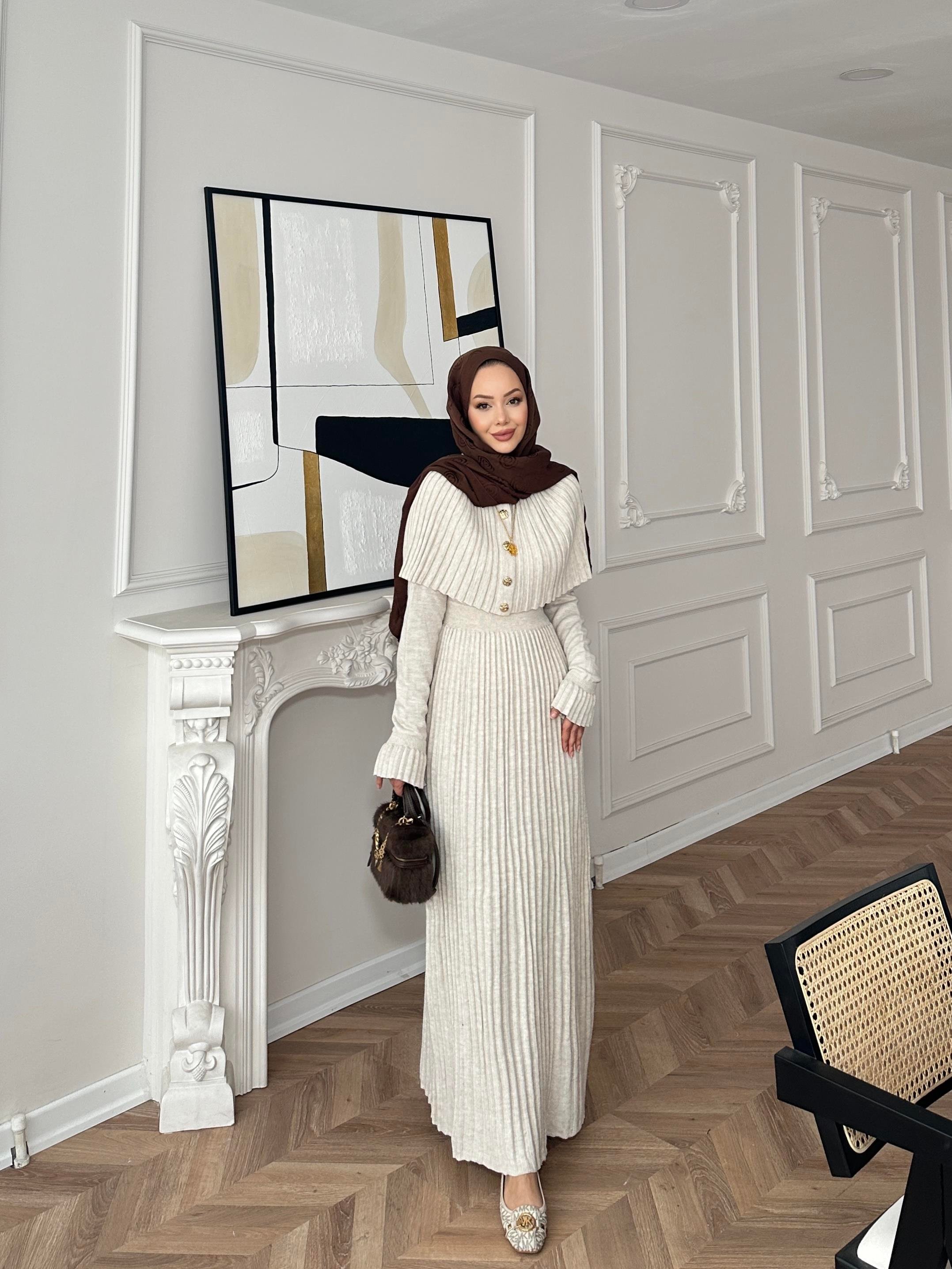 Wayne Triko Elbise Bej