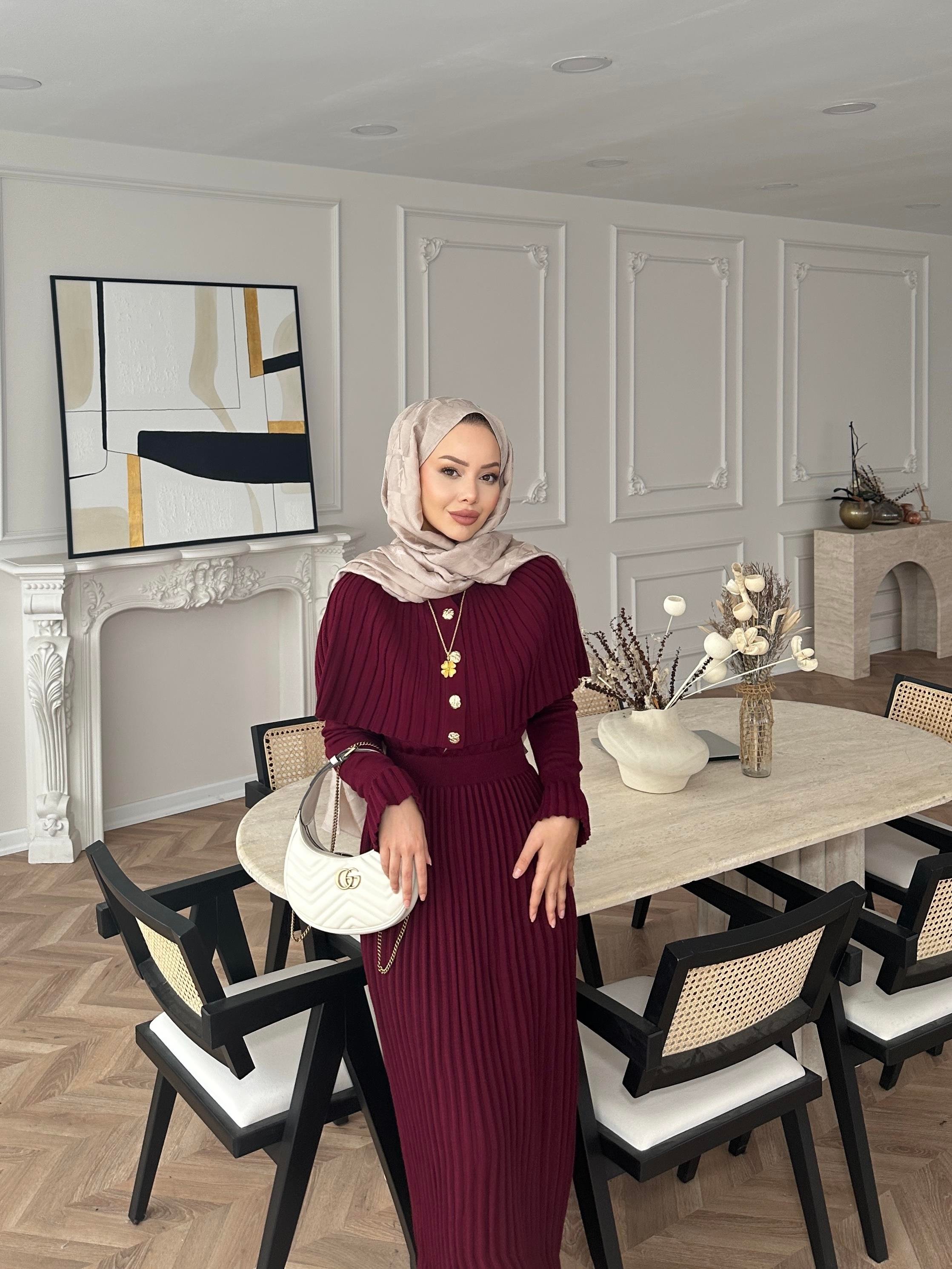 Wayne Triko Elbise Bordo