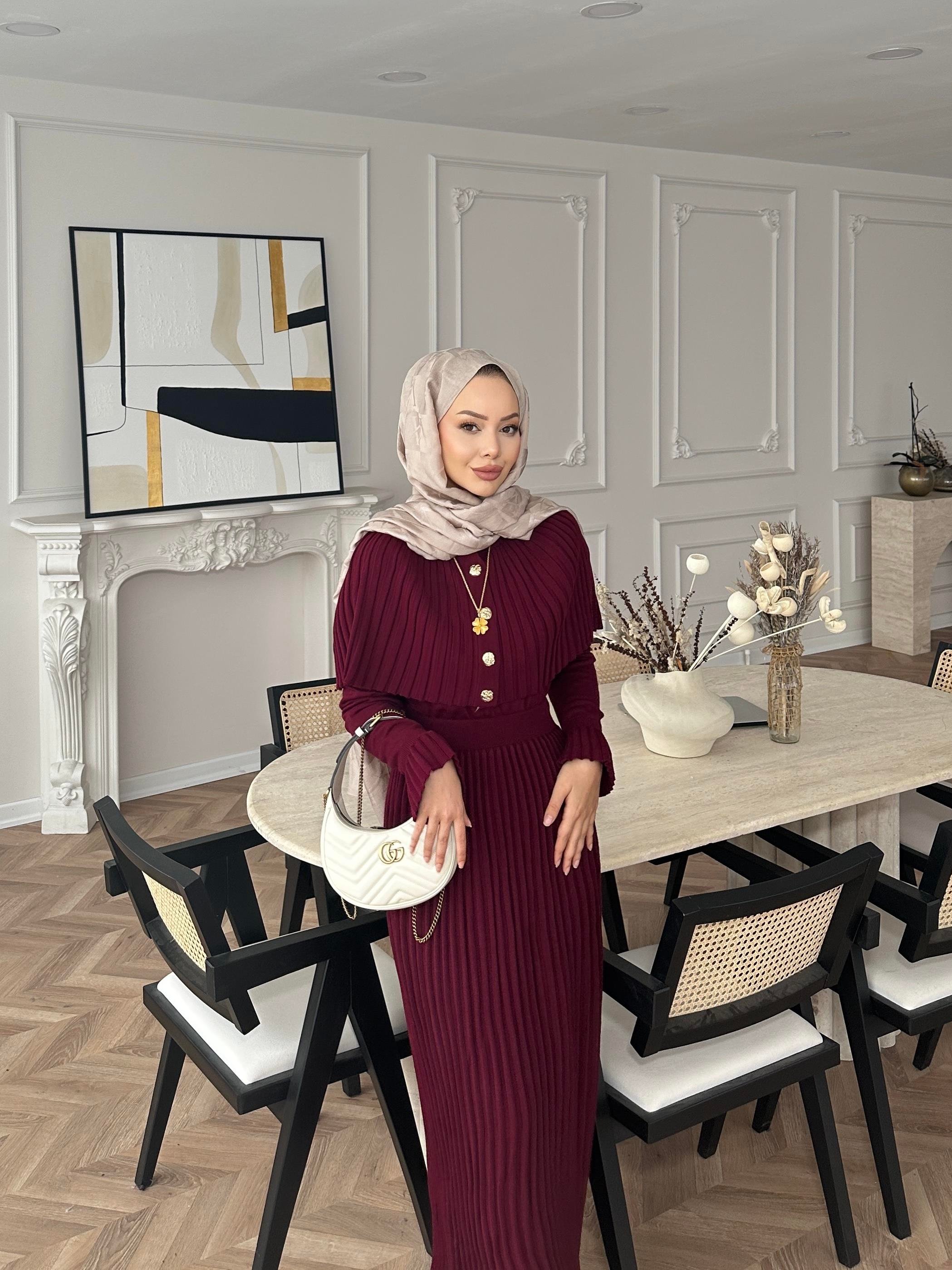 Wayne Triko Elbise Bordo