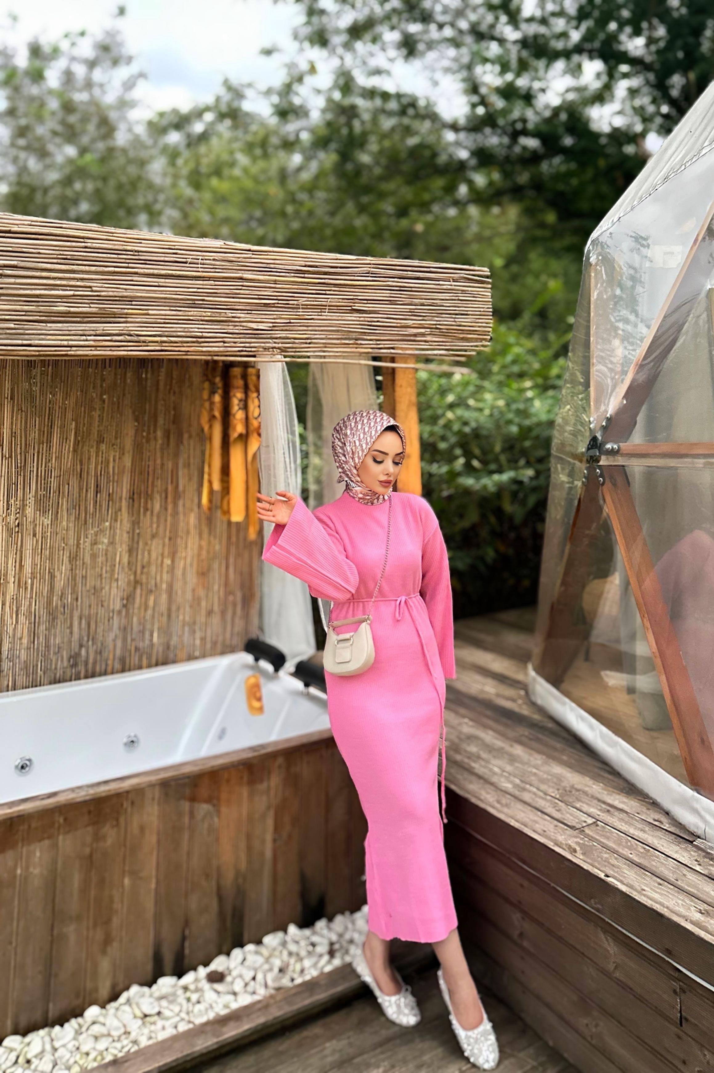 Gemma Triko Elbise Pembe