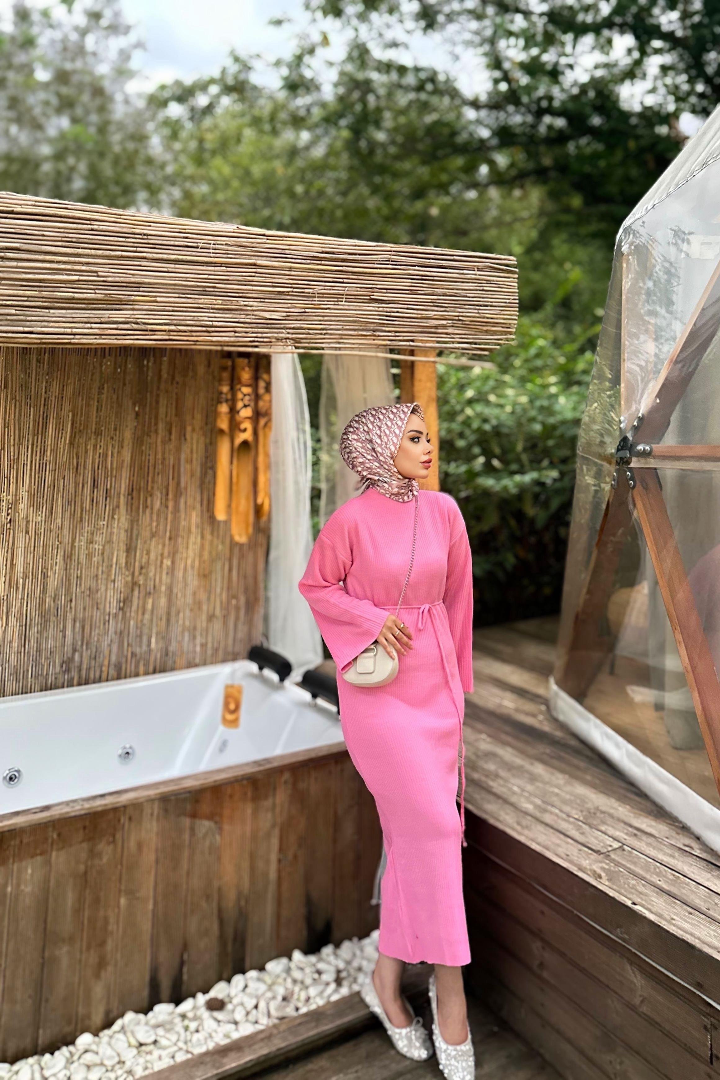 Gemma Triko Elbise Pembe