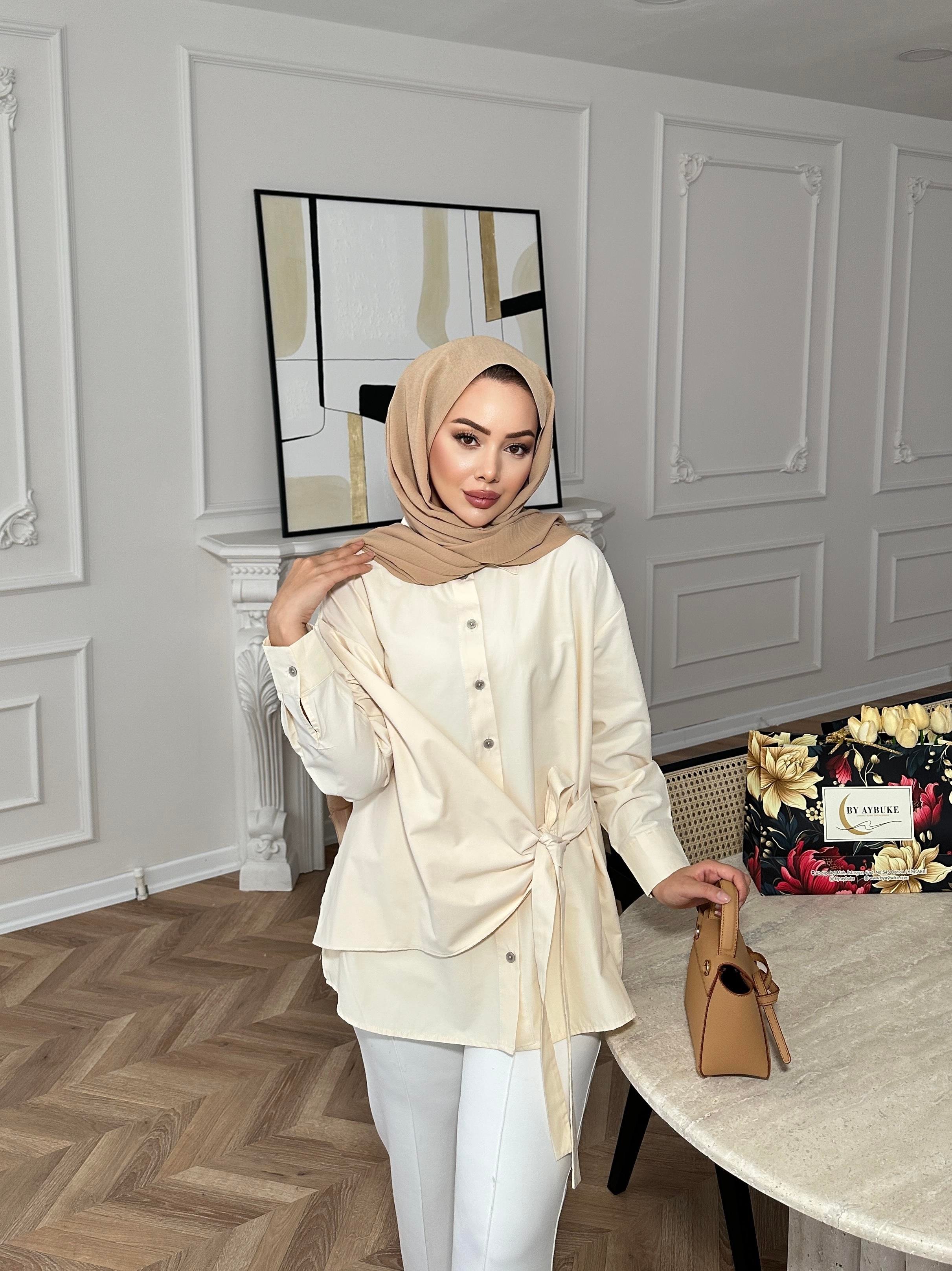 Yandan Bağlamalı Gömlek Bej