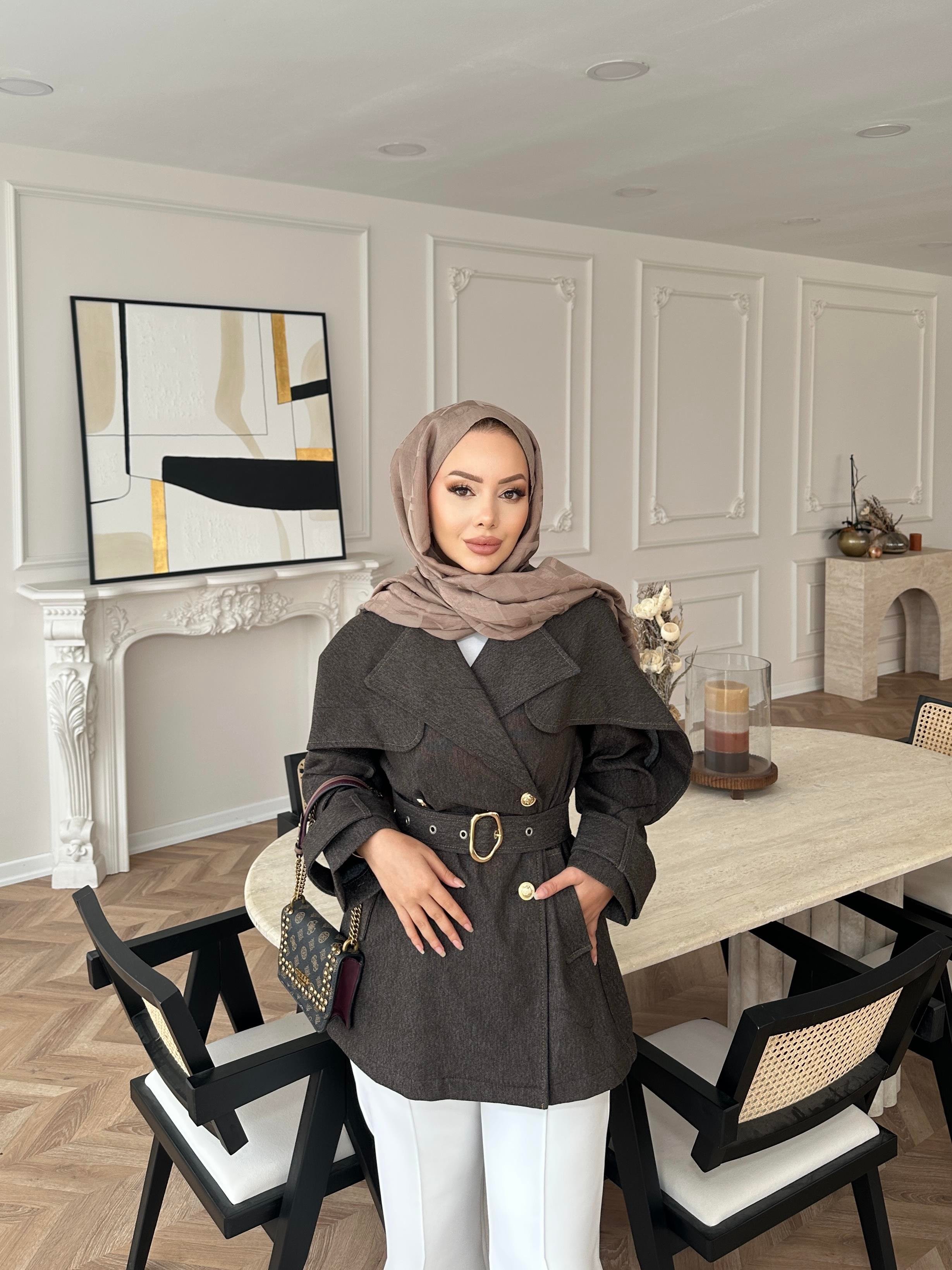 Yarasa Kollu Kot Ceket Kahverengi