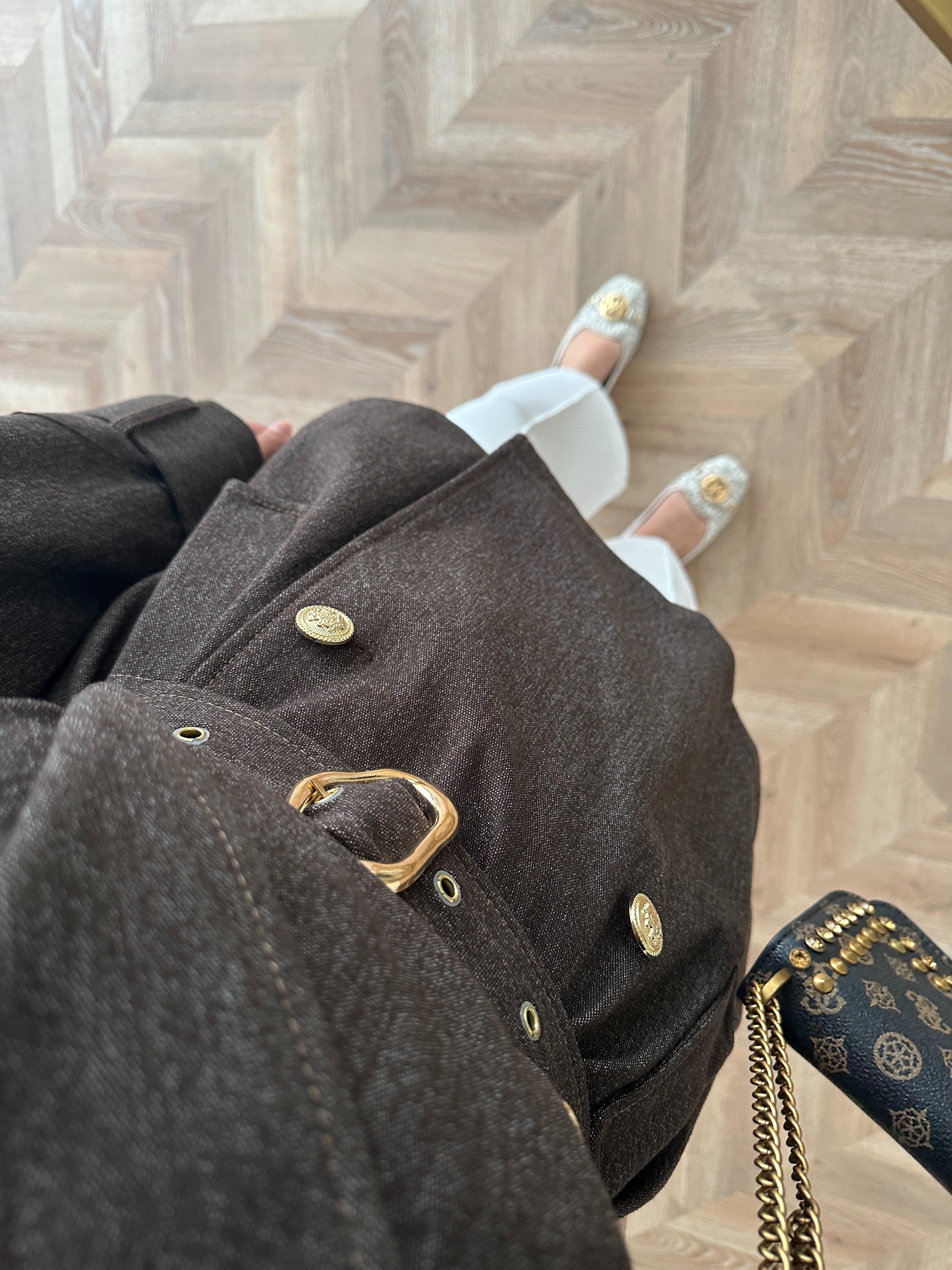 Yarasa Kollu Kot Ceket Kahverengi