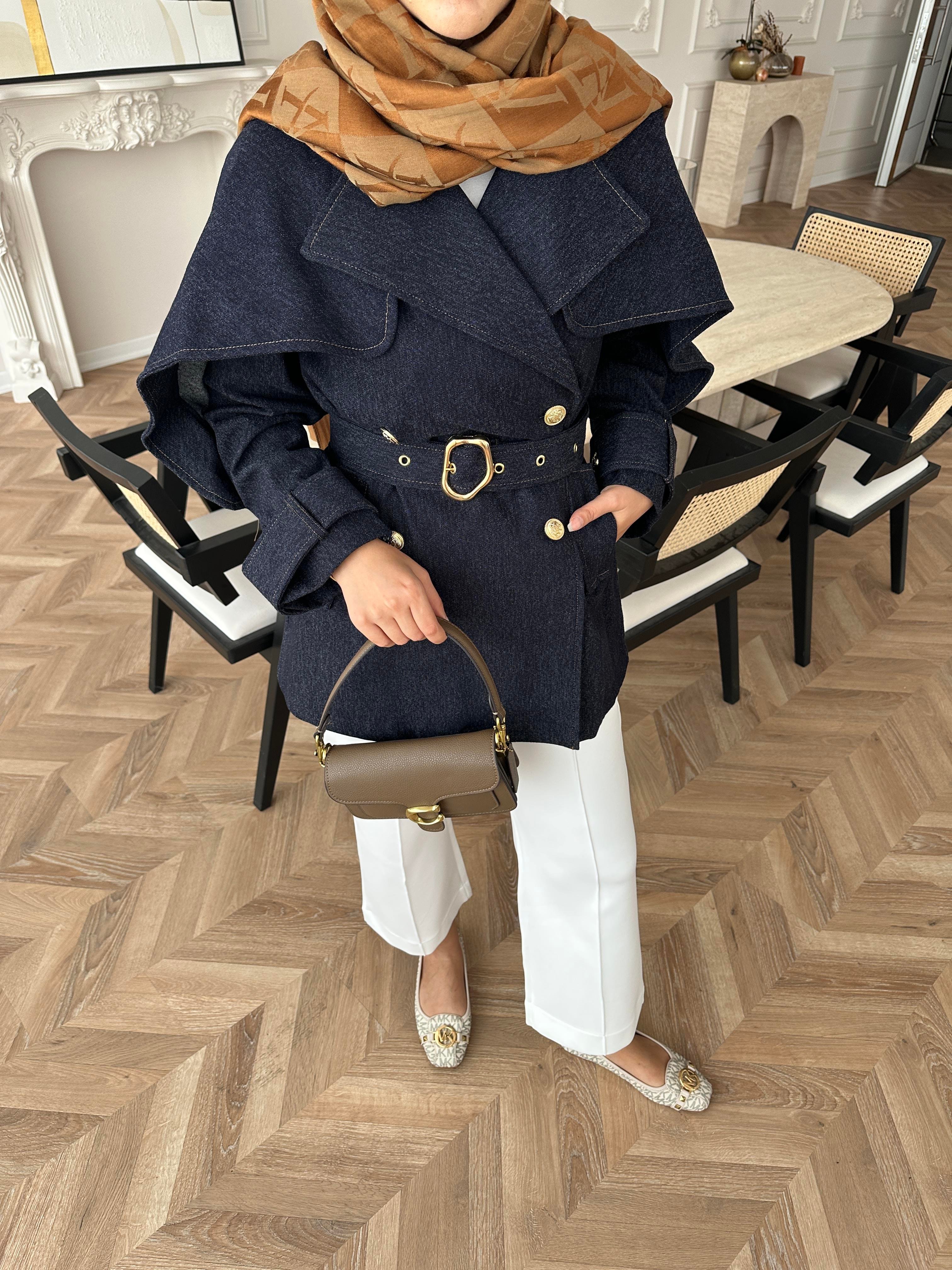 Yarasa Kollu Kot Ceket Mavi