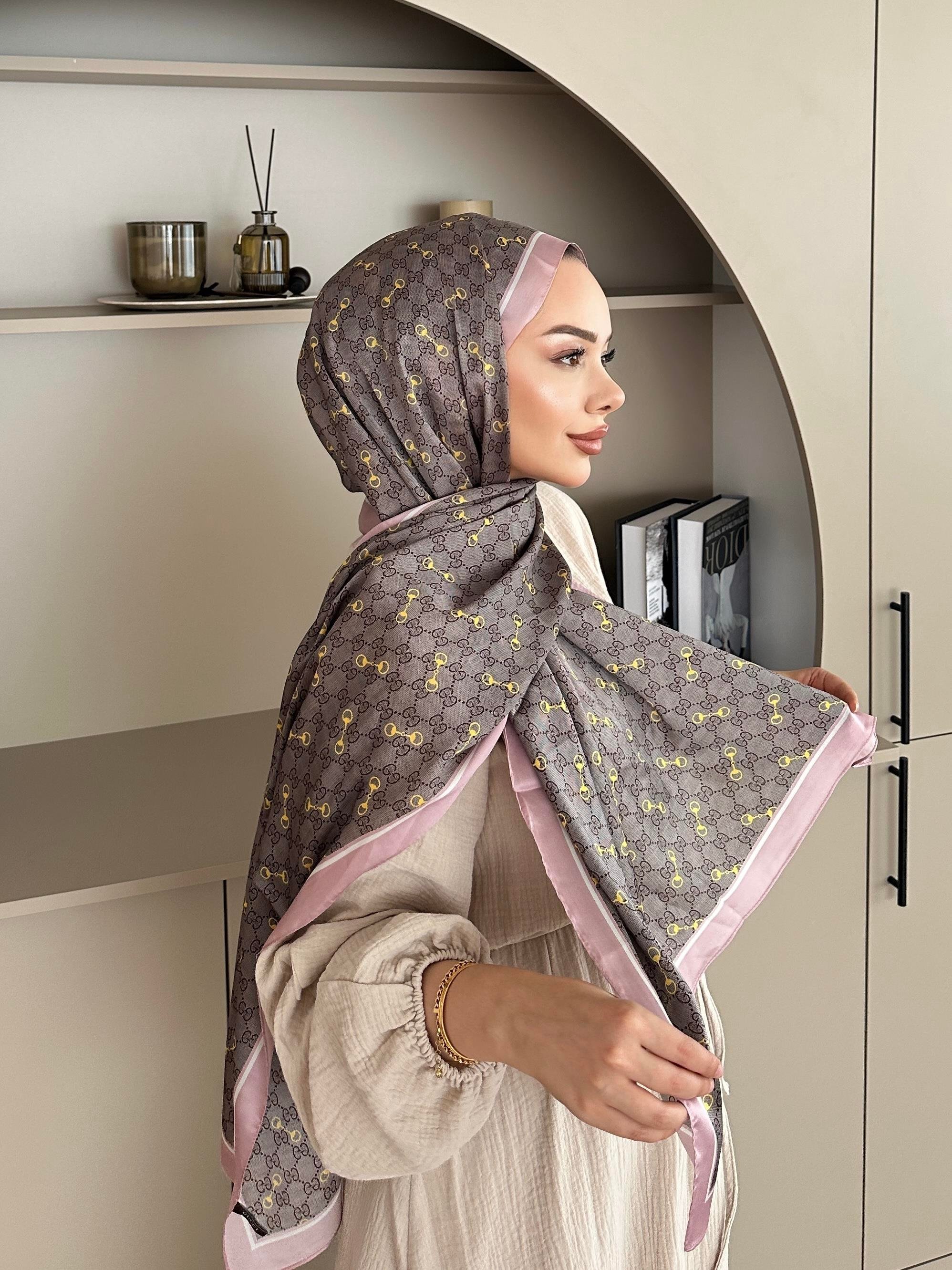 Zincir Desen İthal İpek Vual Şal Toz Pembe