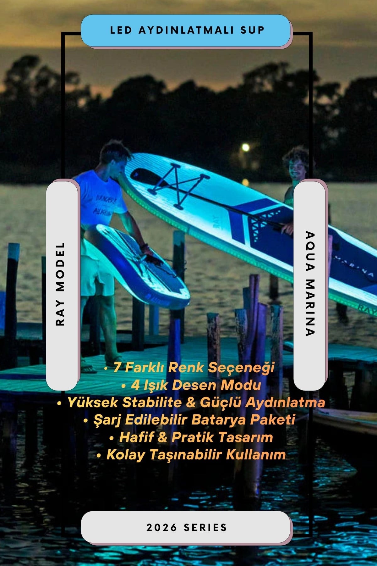 Ray 11'0” TPU Şişme Stand Up Paddle Board | LED Aydınlatmalı SUP