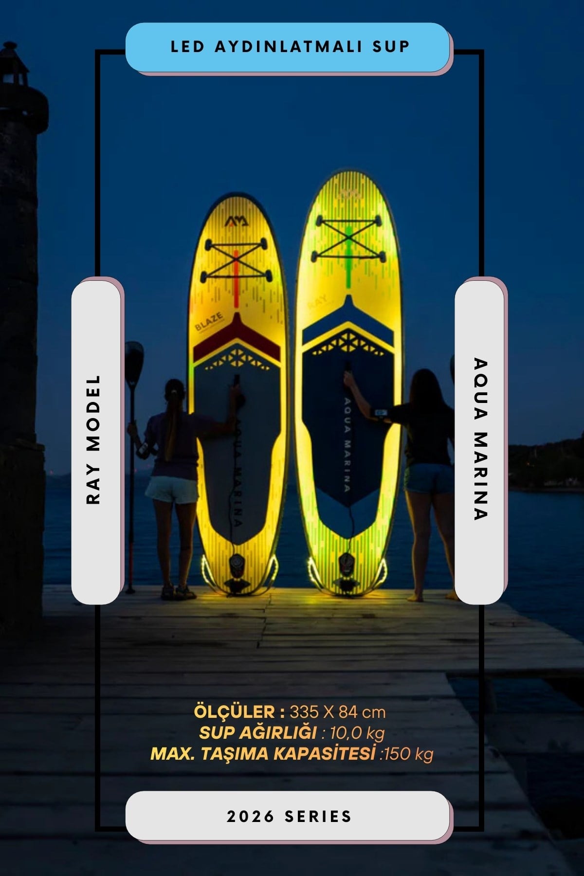 Ray 11'0” TPU Şişme Stand Up Paddle Board | LED Aydınlatmalı SUP