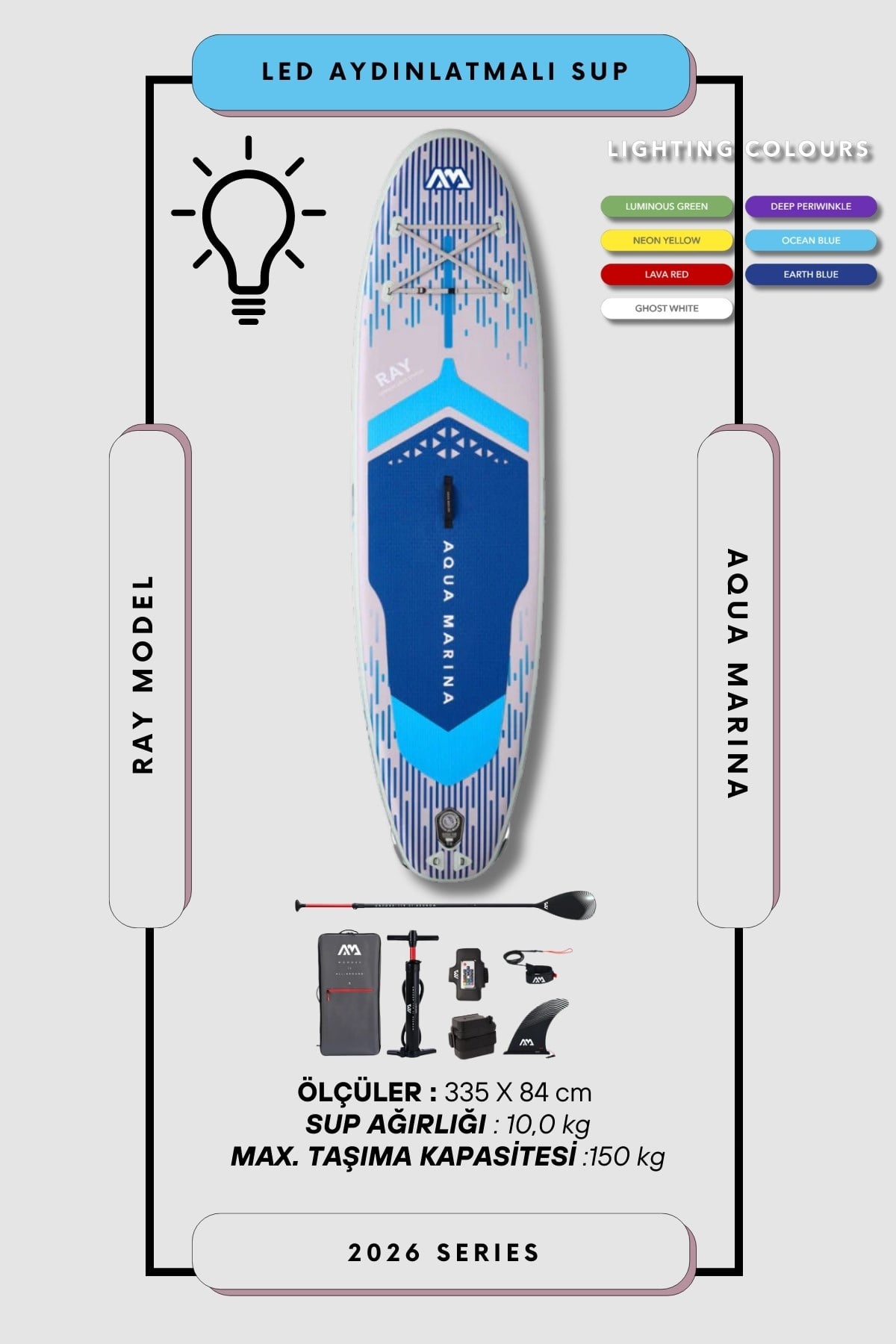 Ray 11'0” TPU Şişme Stand Up Paddle Board | LED Aydınlatmalı SUP