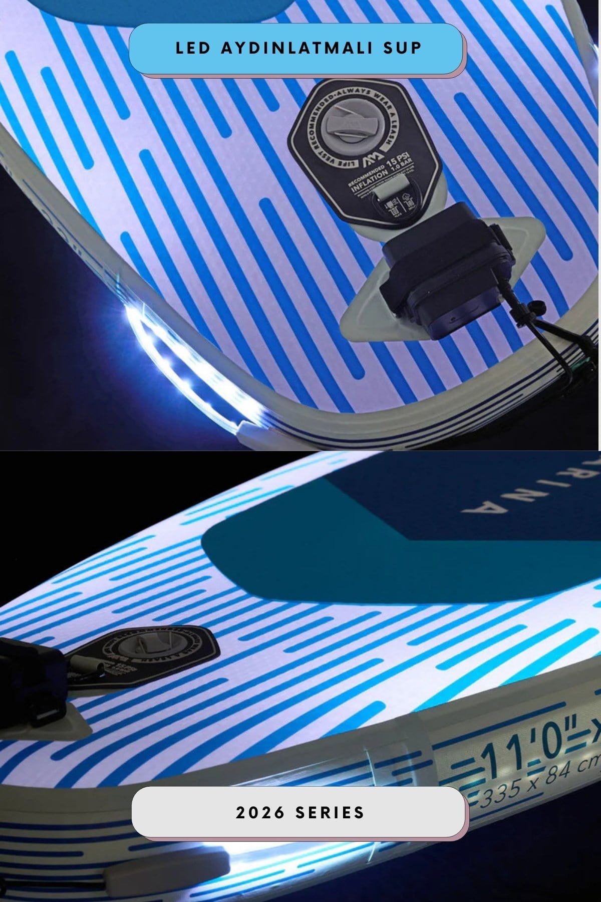 Ray 11'0” TPU Şişme Stand Up Paddle Board | LED Aydınlatmalı SUP
