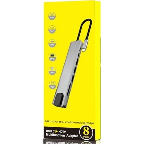 8 In 1 Ethernet Sd USB Type C Hub Hdmı Girişli Macbook Çevirici