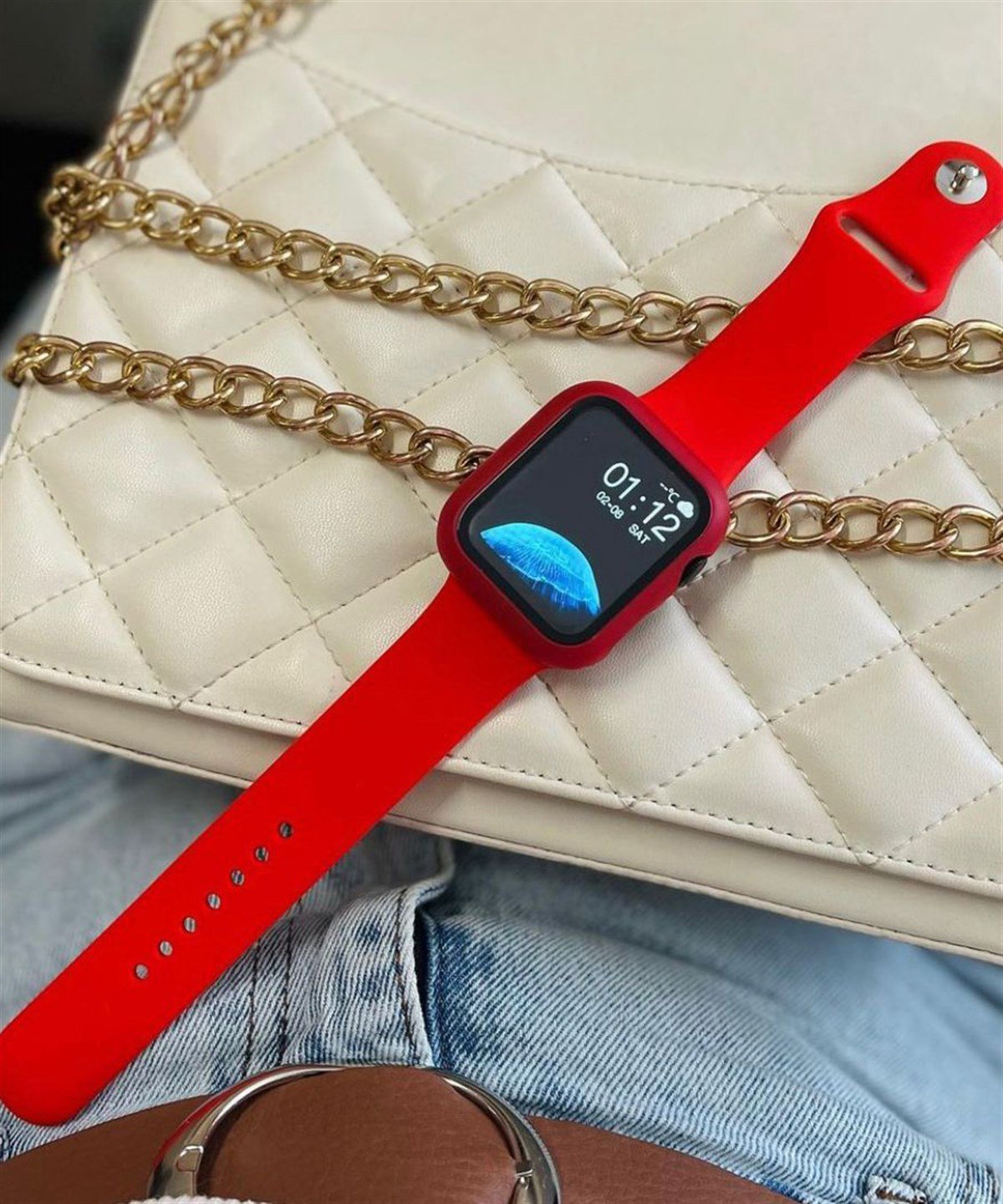 Apple Watch Ekran Kasa Koruma Camı ve Silikon Kordon