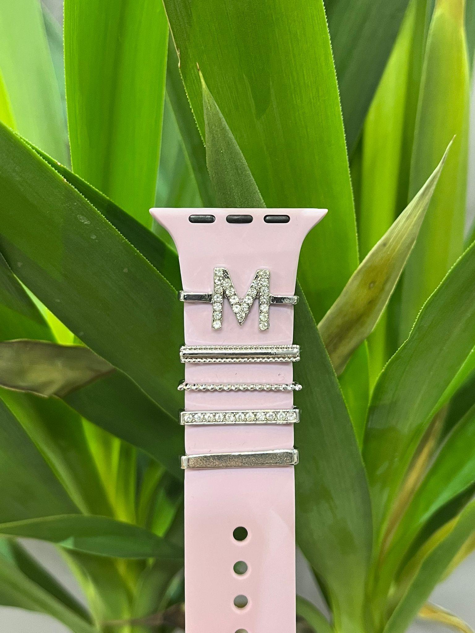 Apple Watch Uyumlu Kordon Aksesuarı Charm Set M Harfi