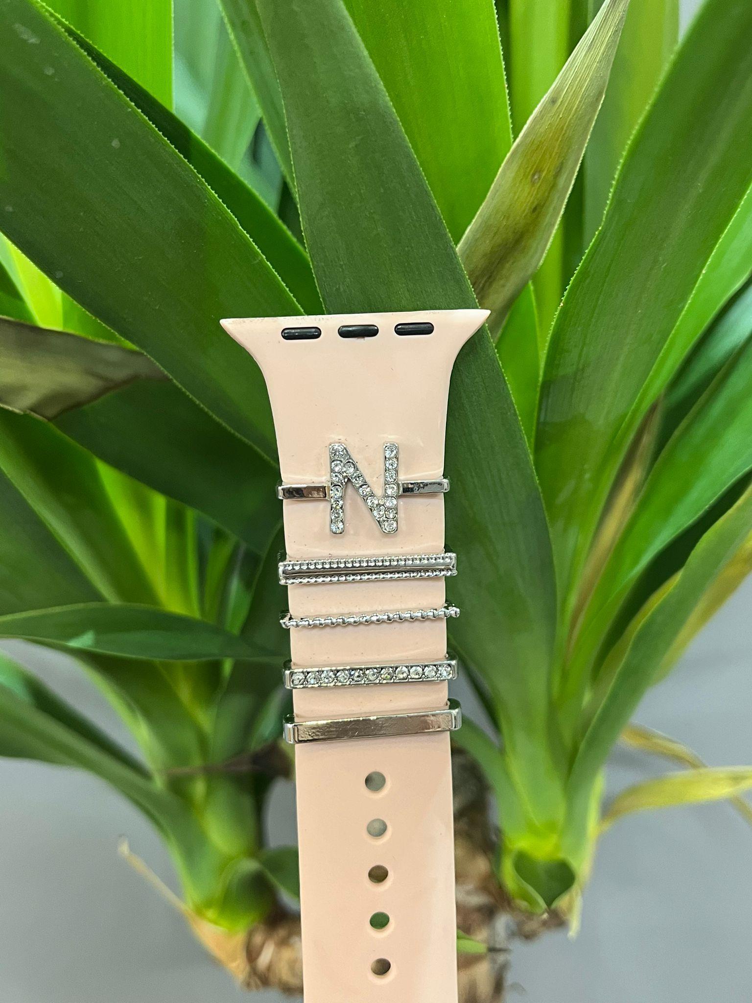 Apple Watch Uyumlu Kordon Aksesuarı Charm Set N Harfi