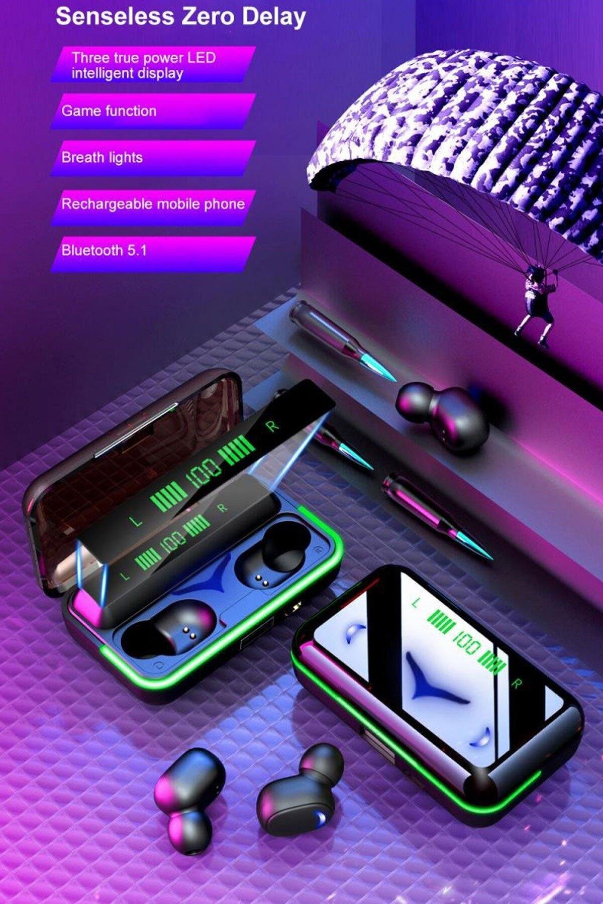 E10 Mipods Bt 5.1 Oyuncu Kulaklığı Işıklı Led Göstergeli Bluetooth Kulakiçi Kulaklık