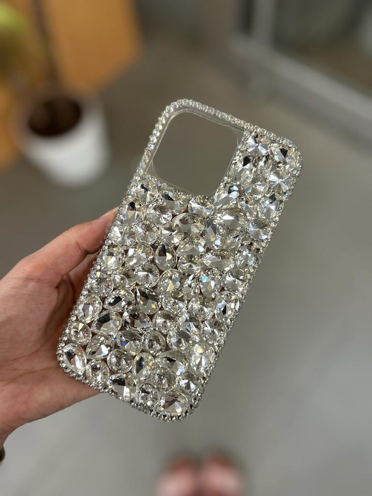 Iphone Swarovski Taşlı Gümüş Kılıf