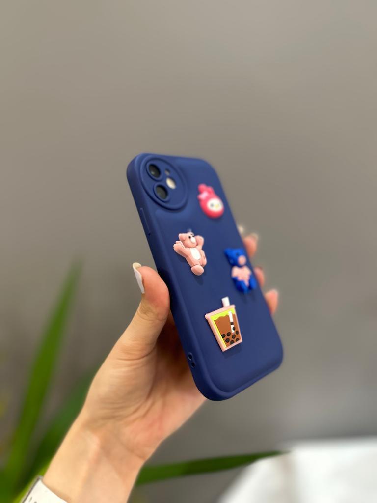 Iphone Uyumlu Ayıcıklı Sevimli Puf Kılıf Lacivert