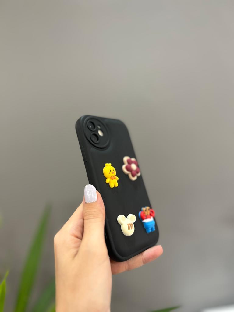 Iphone Uyumlu Ayıcıklı Sevimli Puf Kılıf Siyah