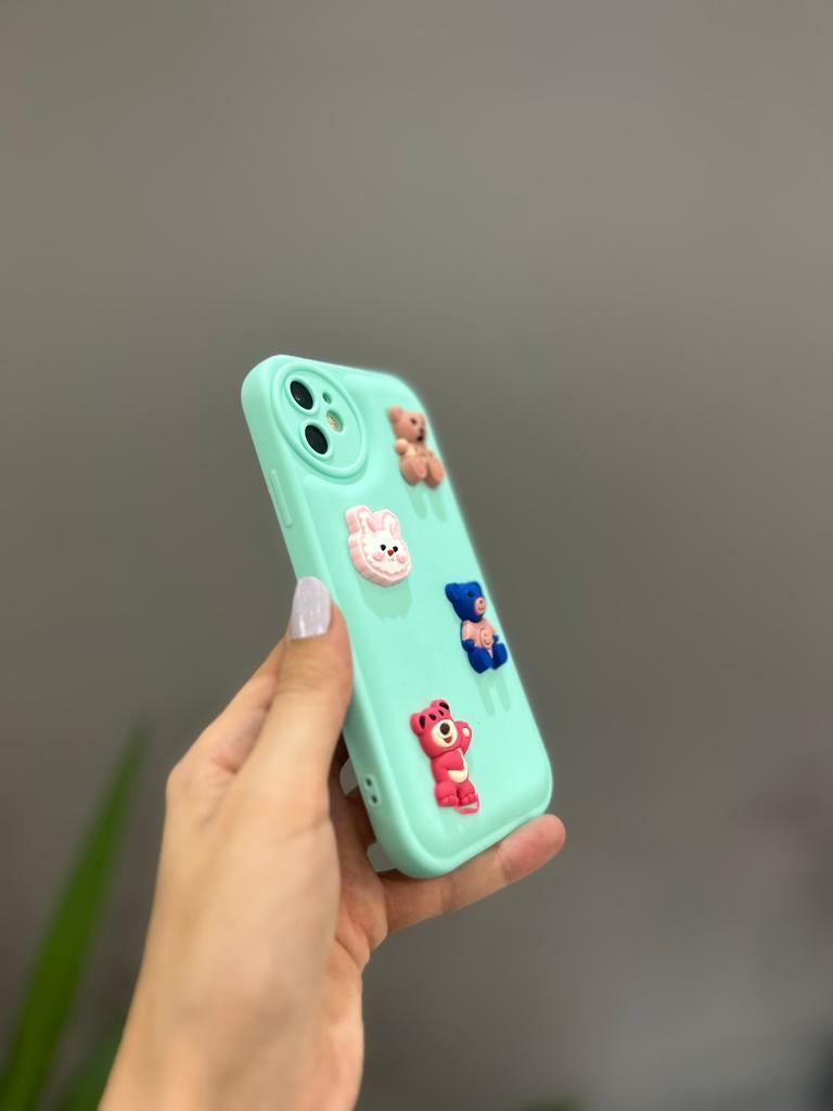 Iphone Uyumlu Ayıcıklı Sevimli Puf Kılıf Yeşil