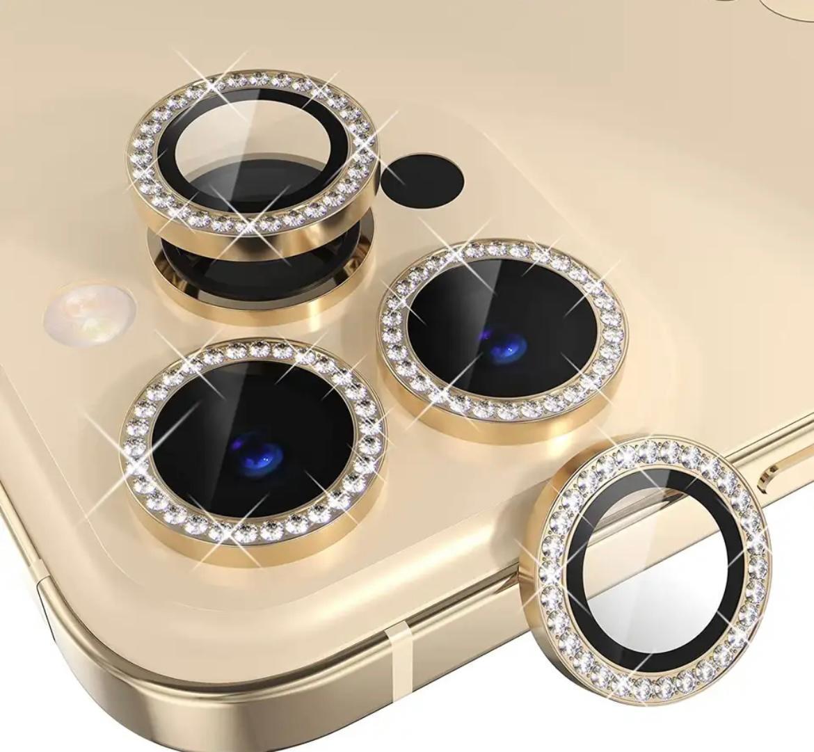 Iphone Uyumlu Taşlı Kamera Lens Koruyucu Gold