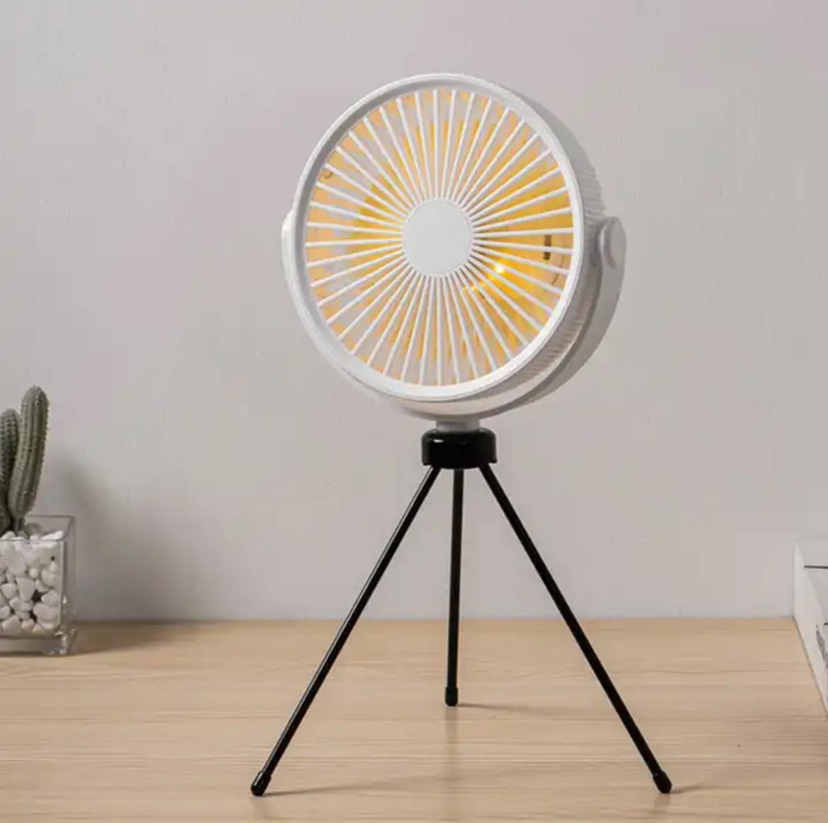 Masaüstü Şarjlı Taşınabilir Mini Soğutucu Fan Led Işıklı Kamp Fanı Askılı Çok Fonksiyonlu 