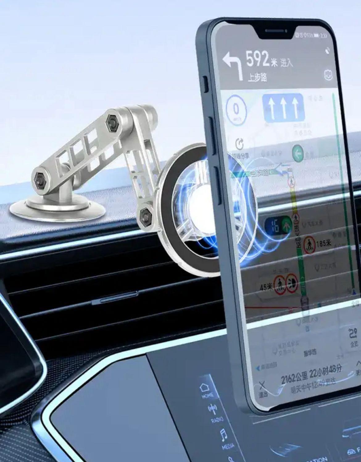 Metal Katlanabilir 360 Dönen Mıknatıslı Magnetic Yüksek Kaliteli Telefon Tutucu Gümüş