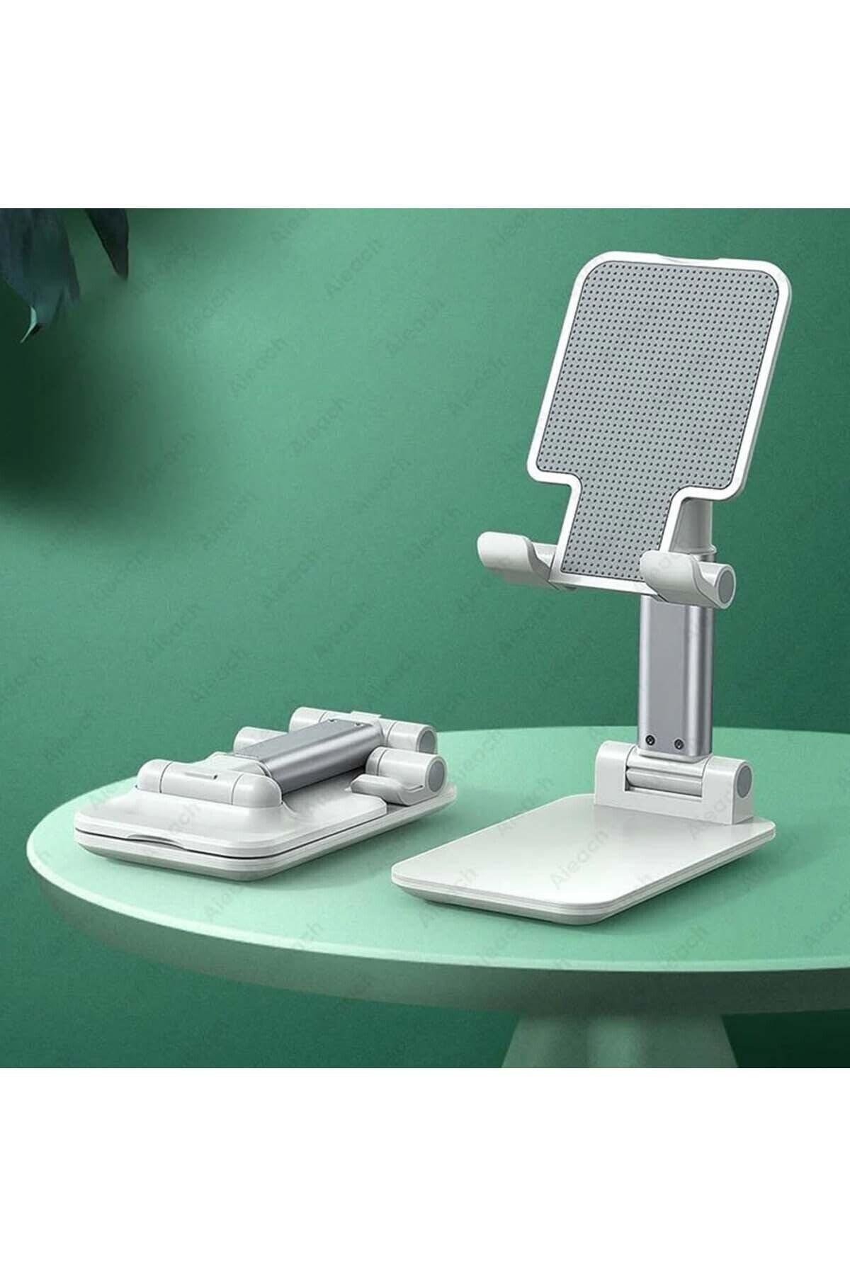 Profesyonel Tablet Ve Telefon Tutucu Stand 2 Kademeli Uzunluk Beyaz