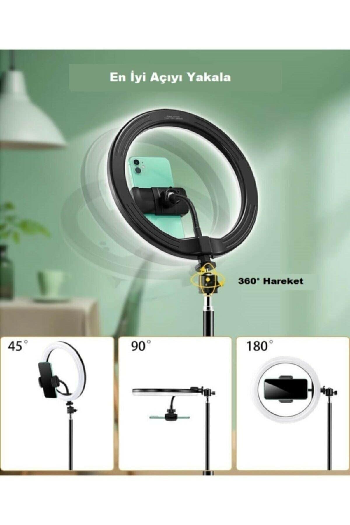 Ring Light Led Işıklı Tripod Bluetooth Kumandalı 14 Inç Halka Yotuber Tiktok Makyaj Işığı