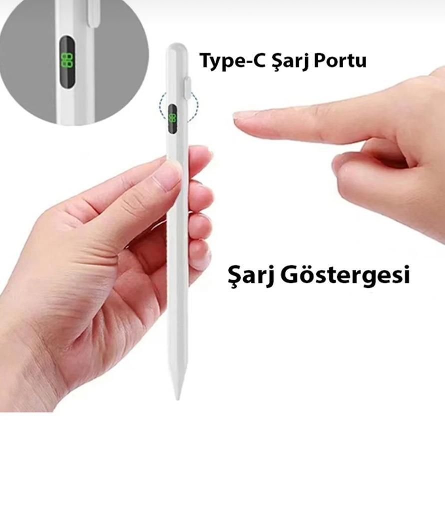 Universal Kapasitif Dijital Göstergeli Stylus Tablet Kalemi (Avuç İçi Red Özelliği)