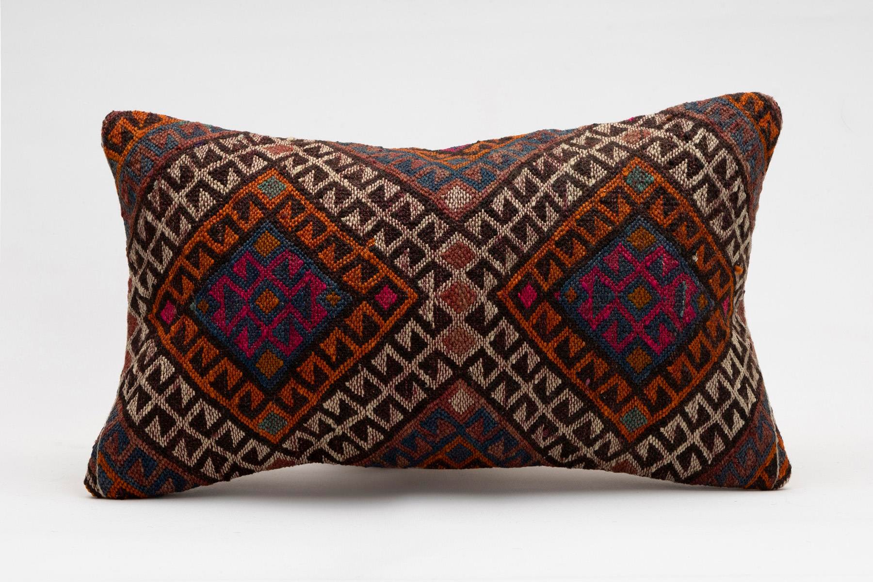 12x20 inches (30x50 cm) Kilim Pillow | KILIM WHOLESALE - Vintage Handmade Pillows - Vintage Handmade Kilim Rugs - It is 100% wool. Artistic and historical rugs. Old handwoven rugs. - Online hand woven rugs and kilim cushions sales. Shipping to a