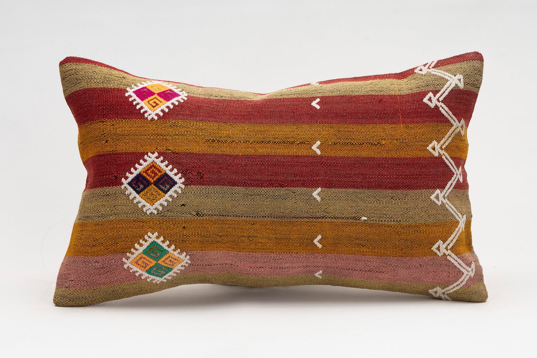 12x20 inches (30x50 cm) Kilim Pillow | KILIM WHOLESALE - Vintage Handmade Pillows - Vintage Handmade Kilim Rugs - It is 100% wool. Artistic and historical rugs. Old handwoven rugs. - Online hand woven rugs and kilim cushions sales. Shipping to a