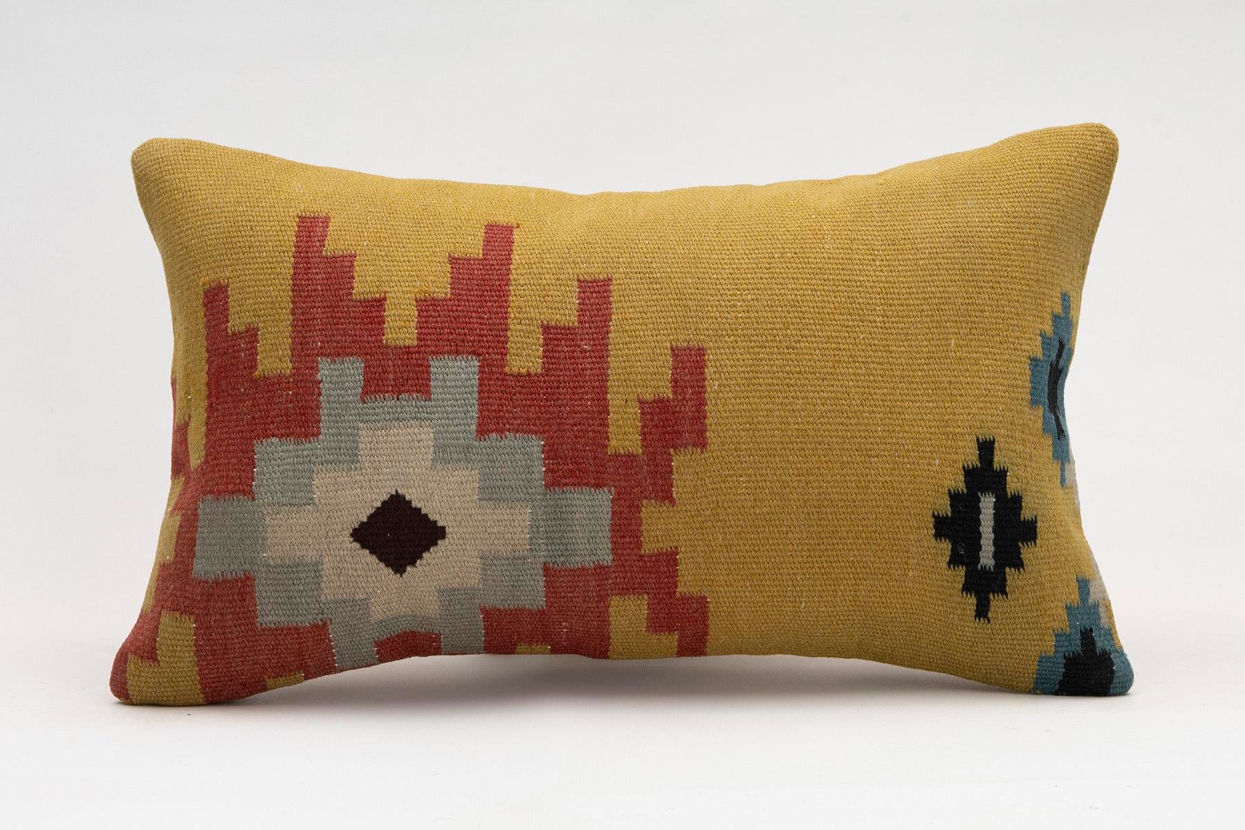 12x20 inches (30x50 cm) Kilim Pillow | KILIM WHOLESALE - Vintage Handmade Pillows - Vintage Handmade Kilim Rugs - It is 100% wool. Artistic and historical rugs. Old handwoven rugs. - Online hand woven rugs and kilim cushions sales. Shipping to a