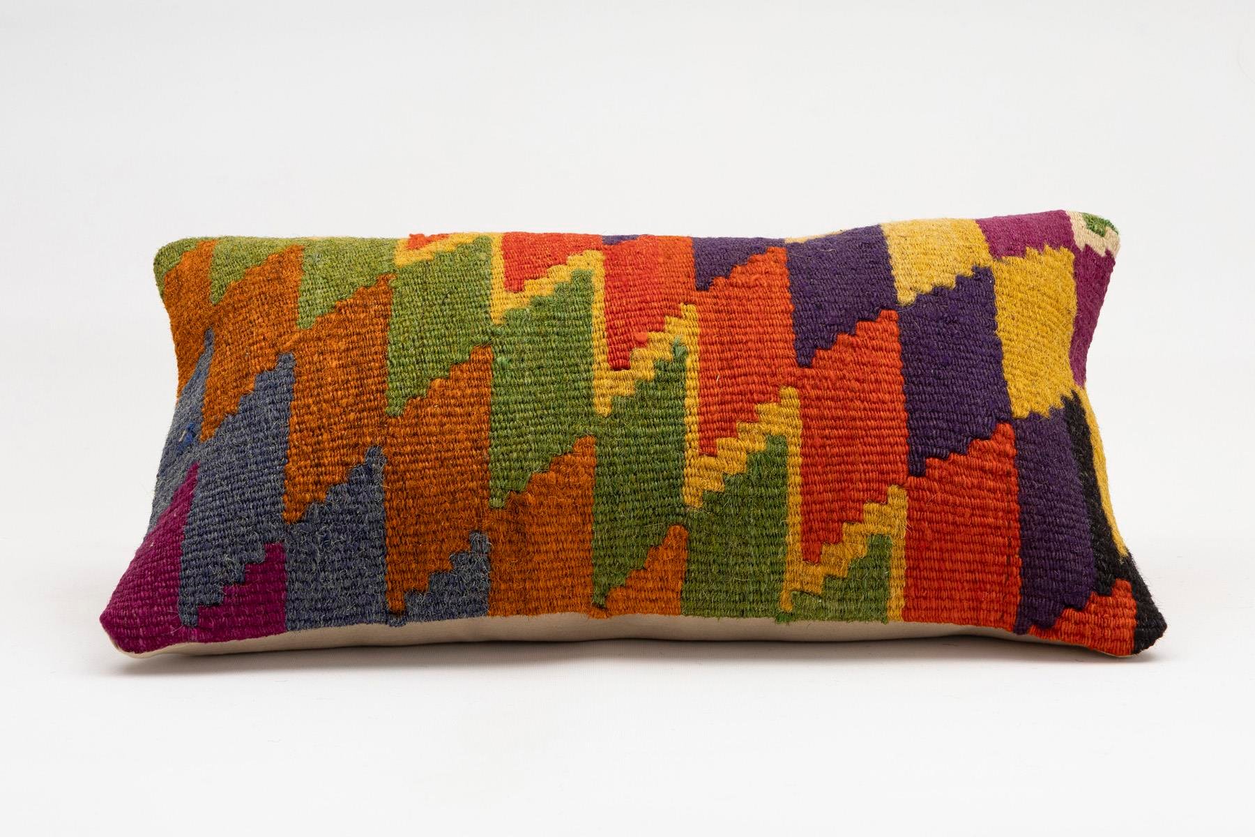 12x20 inches (30x50 cm) Kilim Pillow | KILIM WHOLESALE - Vintage Handmade Pillows - Vintage Handmade Kilim Rugs - It is 100% wool. Artistic and historical rugs. Old handwoven rugs. - Online hand woven rugs and kilim cushions sales. Shipping to a
