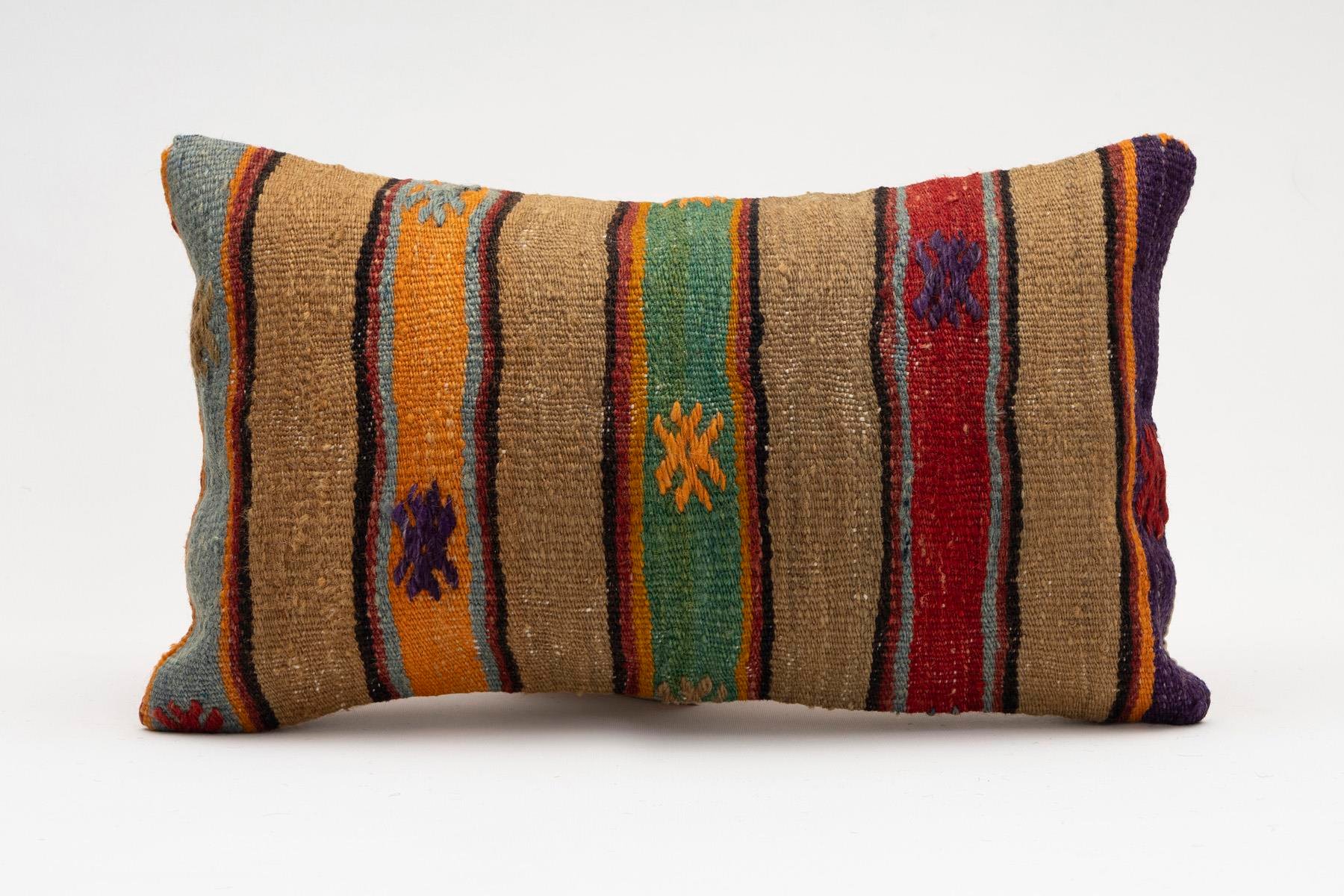 12x20 inches (30x50 cm) Kilim Pillow | KILIM WHOLESALE - Vintage Handmade Pillows - Vintage Handmade Kilim Rugs - It is 100% wool. Artistic and historical rugs. Old handwoven rugs. - Online hand woven rugs and kilim cushions sales. Shipping to a