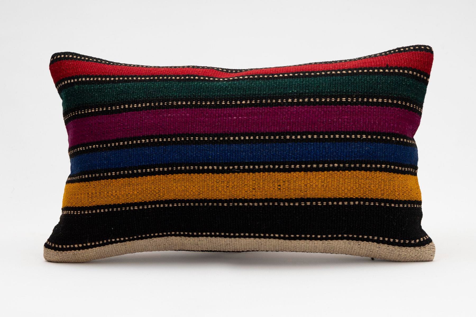 12x20 inches (30x50 cm) Kilim Pillow | KILIM WHOLESALE - Vintage Handmade Pillows - Vintage Handmade Kilim Rugs - It is 100% wool. Artistic and historical rugs. Old handwoven rugs. - Online hand woven rugs and kilim cushions sales. Shipping to a