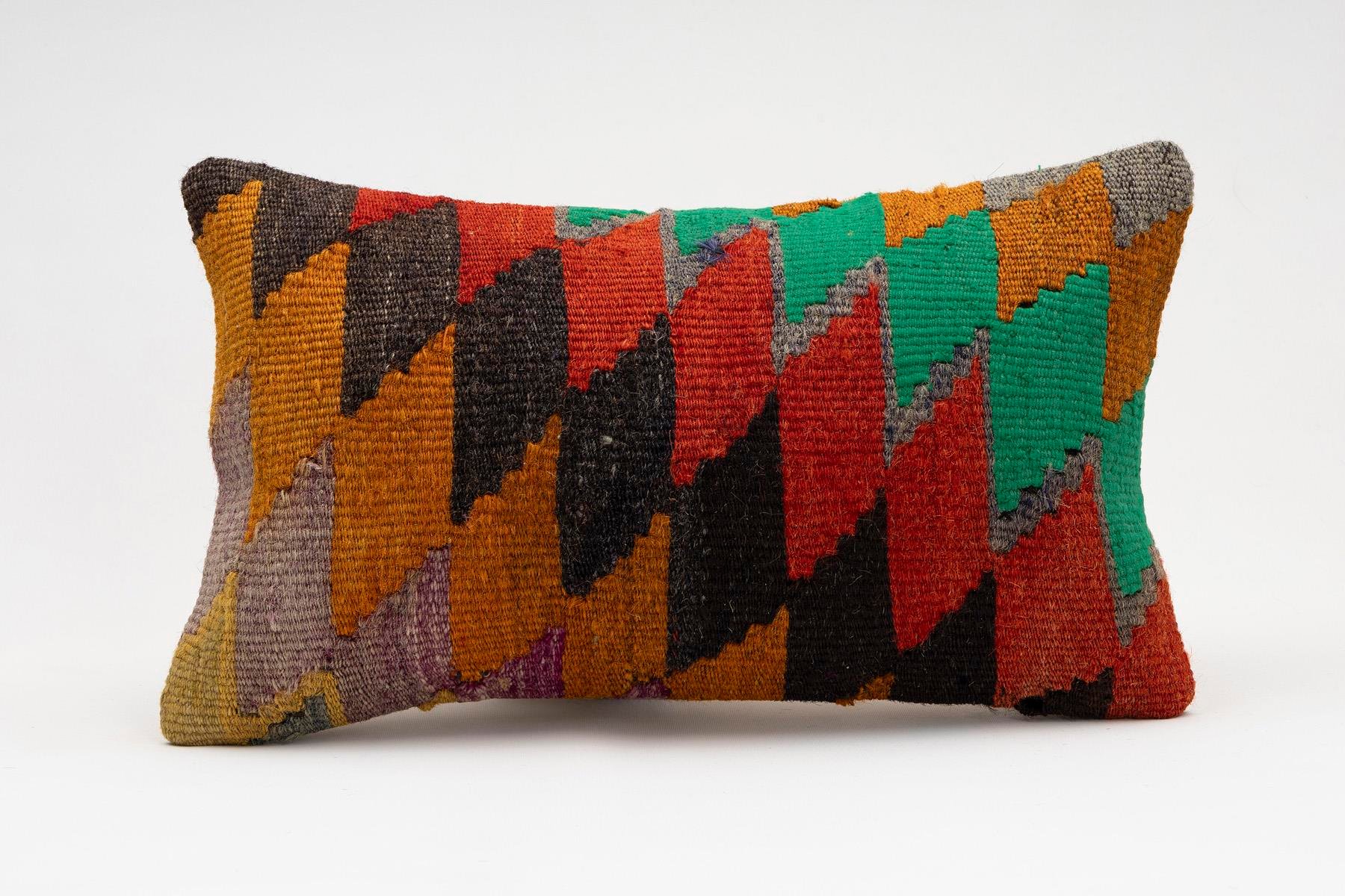 12x20 inches (30x50 cm) Kilim Pillow | KILIM WHOLESALE - Vintage Handmade Pillows - Vintage Handmade Kilim Rugs - It is 100% wool. Artistic and historical rugs. Old handwoven rugs. - Online hand woven rugs and kilim cushions sales. Shipping to a