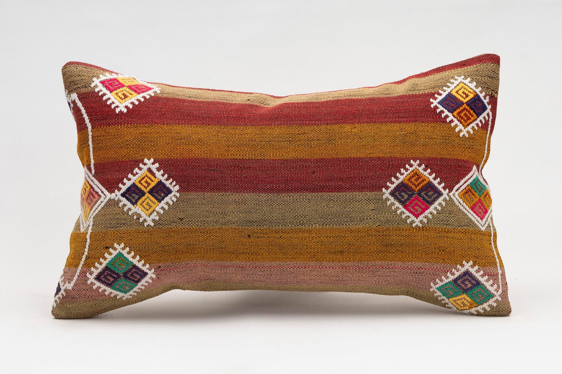 12x20 inches (30x50 cm) Kilim Pillow | KILIM WHOLESALE - Vintage Handmade Pillows - Vintage Handmade Kilim Rugs - It is 100% wool. Artistic and historical rugs. Old handwoven rugs. - Online hand woven rugs and kilim cushions sales. Shipping to a