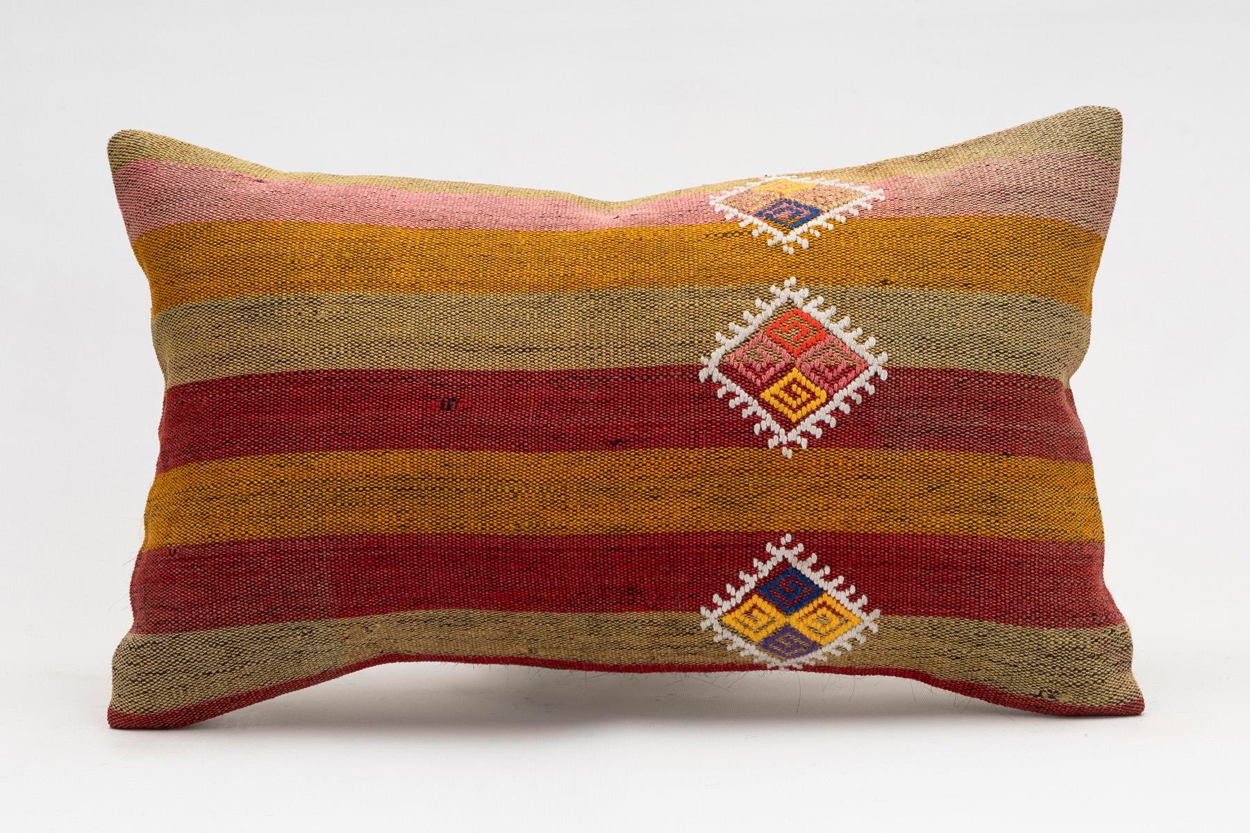 12x20 inches (30x50 cm) Kilim Pillow | KILIM WHOLESALE - Vintage Handmade Pillows - Vintage Handmade Kilim Rugs - It is 100% wool. Artistic and historical rugs. Old handwoven rugs. - Online hand woven rugs and kilim cushions sales. Shipping to a