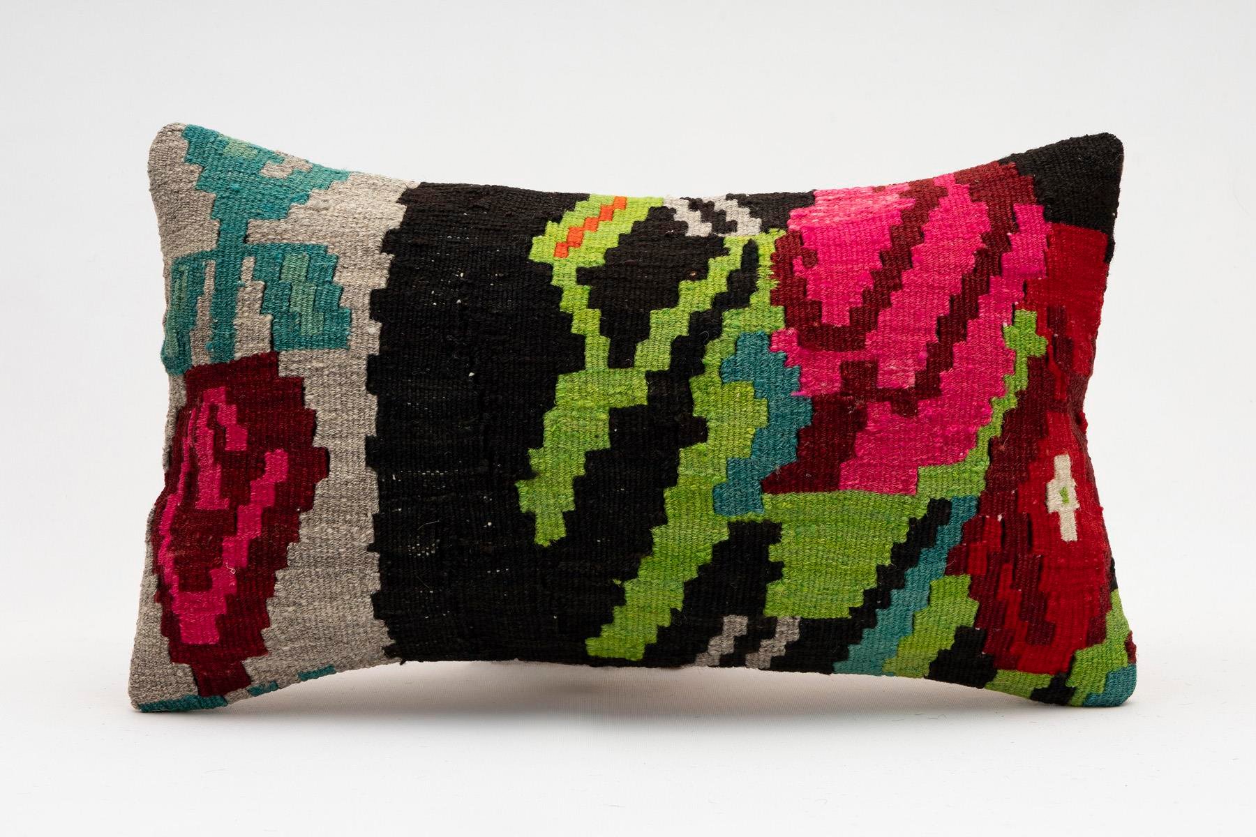 12x20 inches (30x50 cm) Kilim Pillow | KILIM WHOLESALE - Vintage Handmade Pillows - Vintage Handmade Kilim Rugs - It is 100% wool. Artistic and historical rugs. Old handwoven rugs. - Online hand woven rugs and kilim cushions sales. Shipping to a