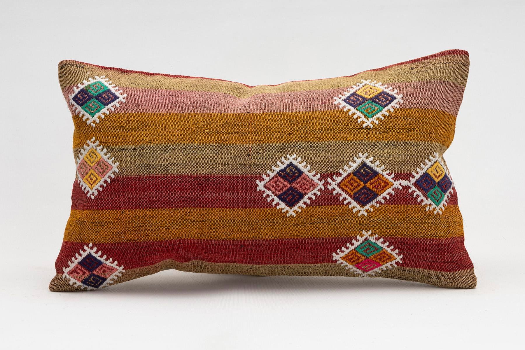 12x20 inches (30x50 cm) Kilim Pillow | KILIM WHOLESALE - Vintage Handmade Pillows - Vintage Handmade Kilim Rugs - It is 100% wool. Artistic and historical rugs. Old handwoven rugs. - Online hand woven rugs and kilim cushions sales. Shipping to a