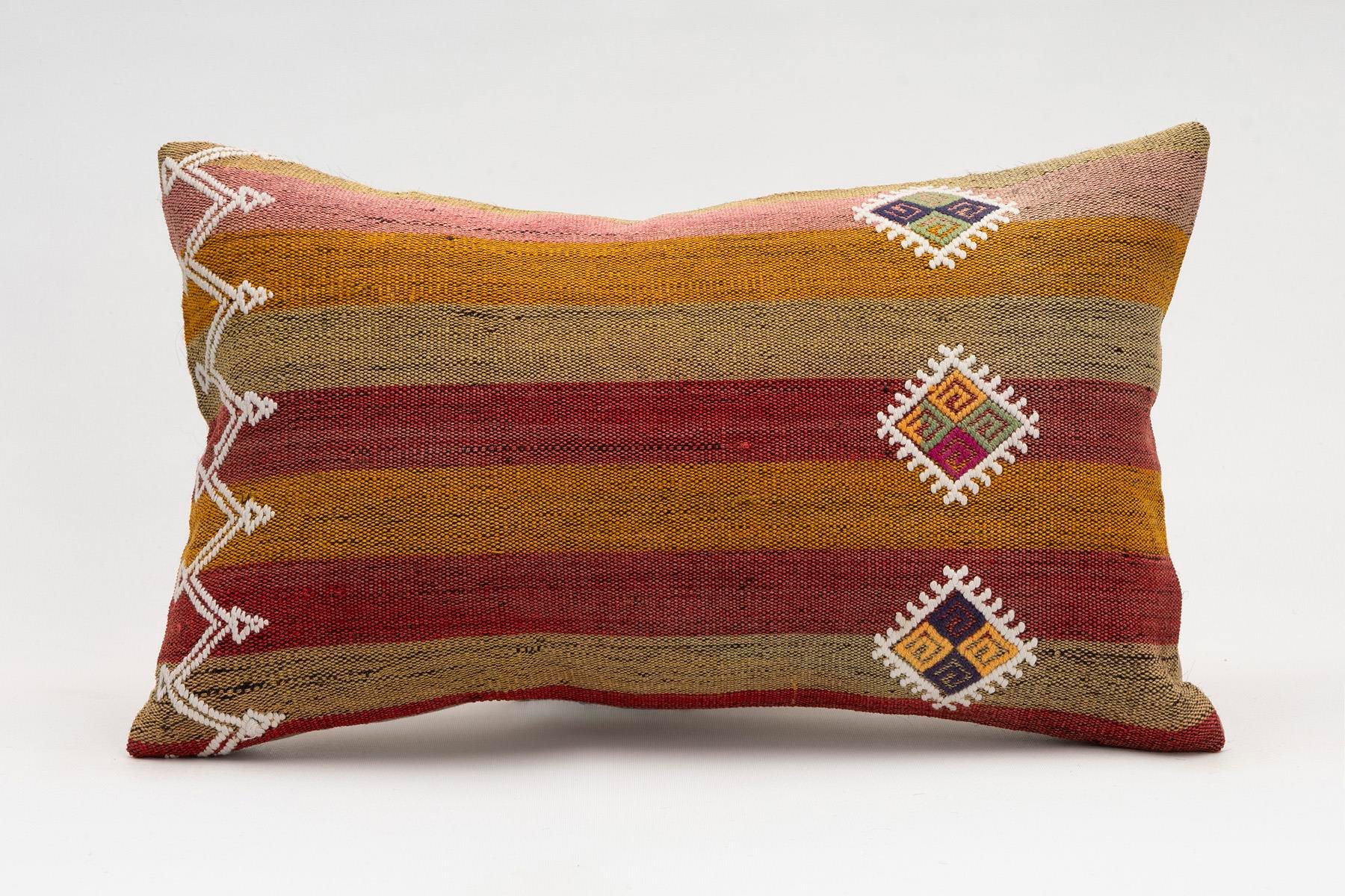 12x20 inches (30x50 cm) Kilim Pillow | KILIM WHOLESALE - Vintage Handmade Pillows - Vintage Handmade Kilim Rugs - It is 100% wool. Artistic and historical rugs. Old handwoven rugs. - Online hand woven rugs and kilim cushions sales. Shipping to a