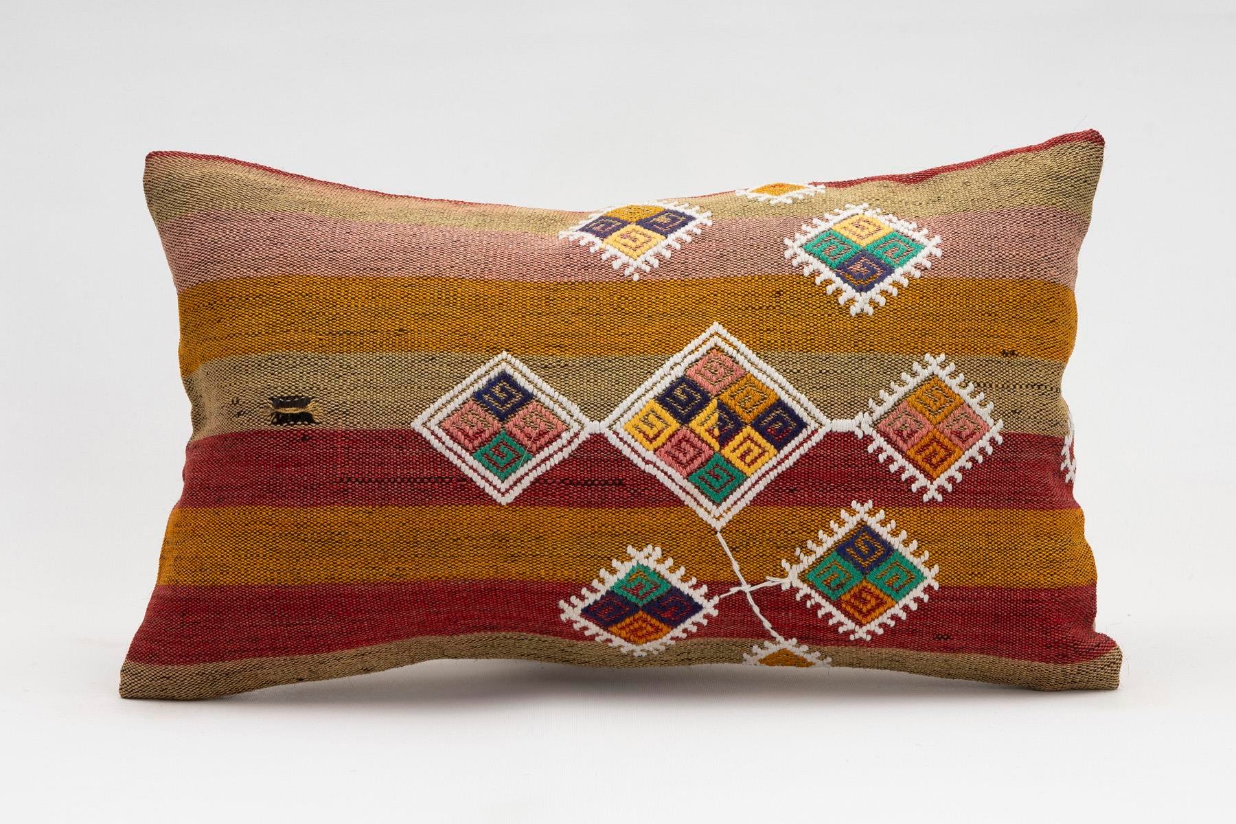 12x20 inches (30x50 cm) Kilim Pillow | KILIM WHOLESALE - Vintage Handmade Pillows - Vintage Handmade Kilim Rugs - It is 100% wool. Artistic and historical rugs. Old handwoven rugs. - Online hand woven rugs and kilim cushions sales. Shipping to a