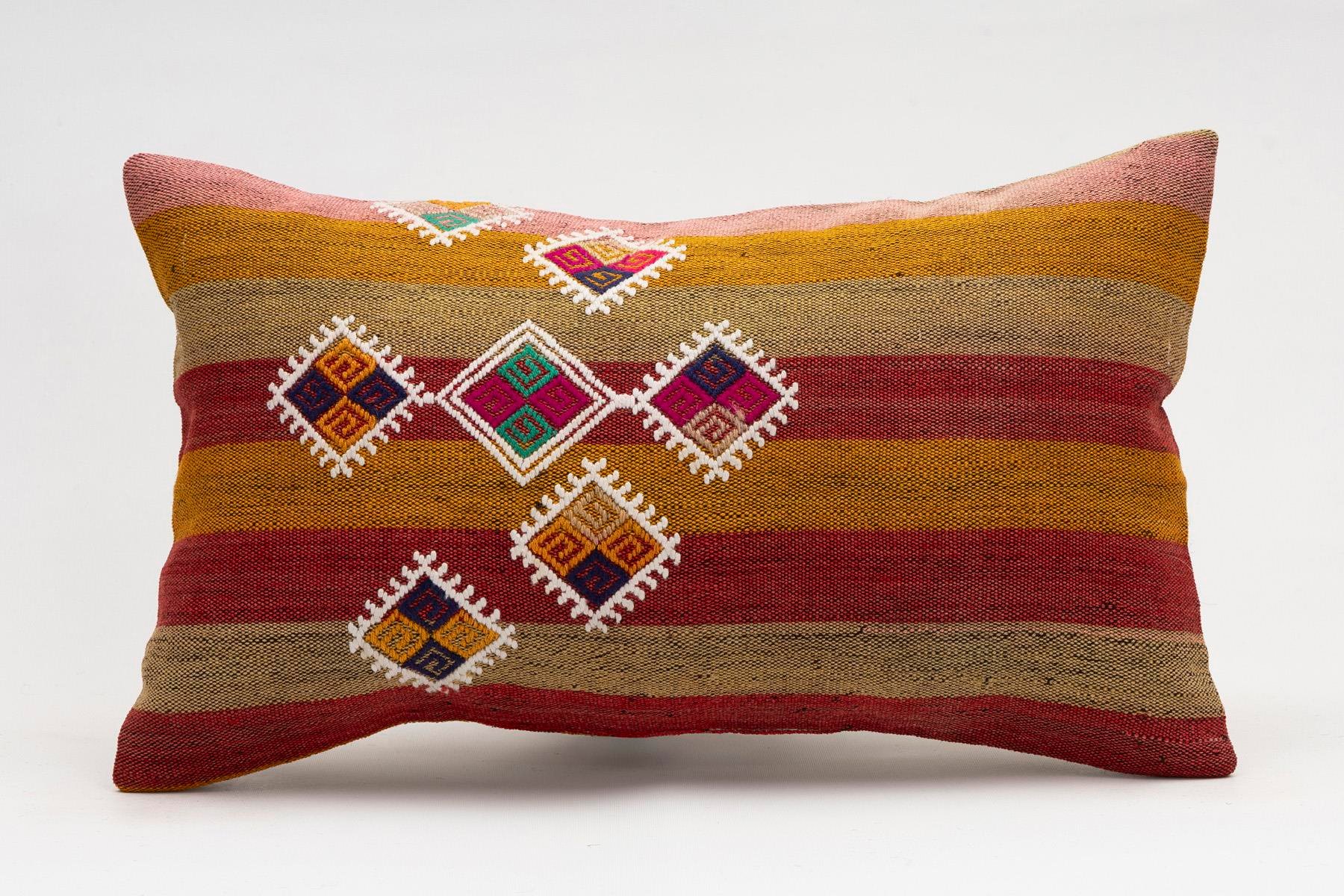 12x20 inches (30x50 cm) Kilim Pillow | KILIM WHOLESALE - Vintage Handmade Pillows - Vintage Handmade Kilim Rugs - It is 100% wool. Artistic and historical rugs. Old handwoven rugs. - Online hand woven rugs and kilim cushions sales. Shipping to a