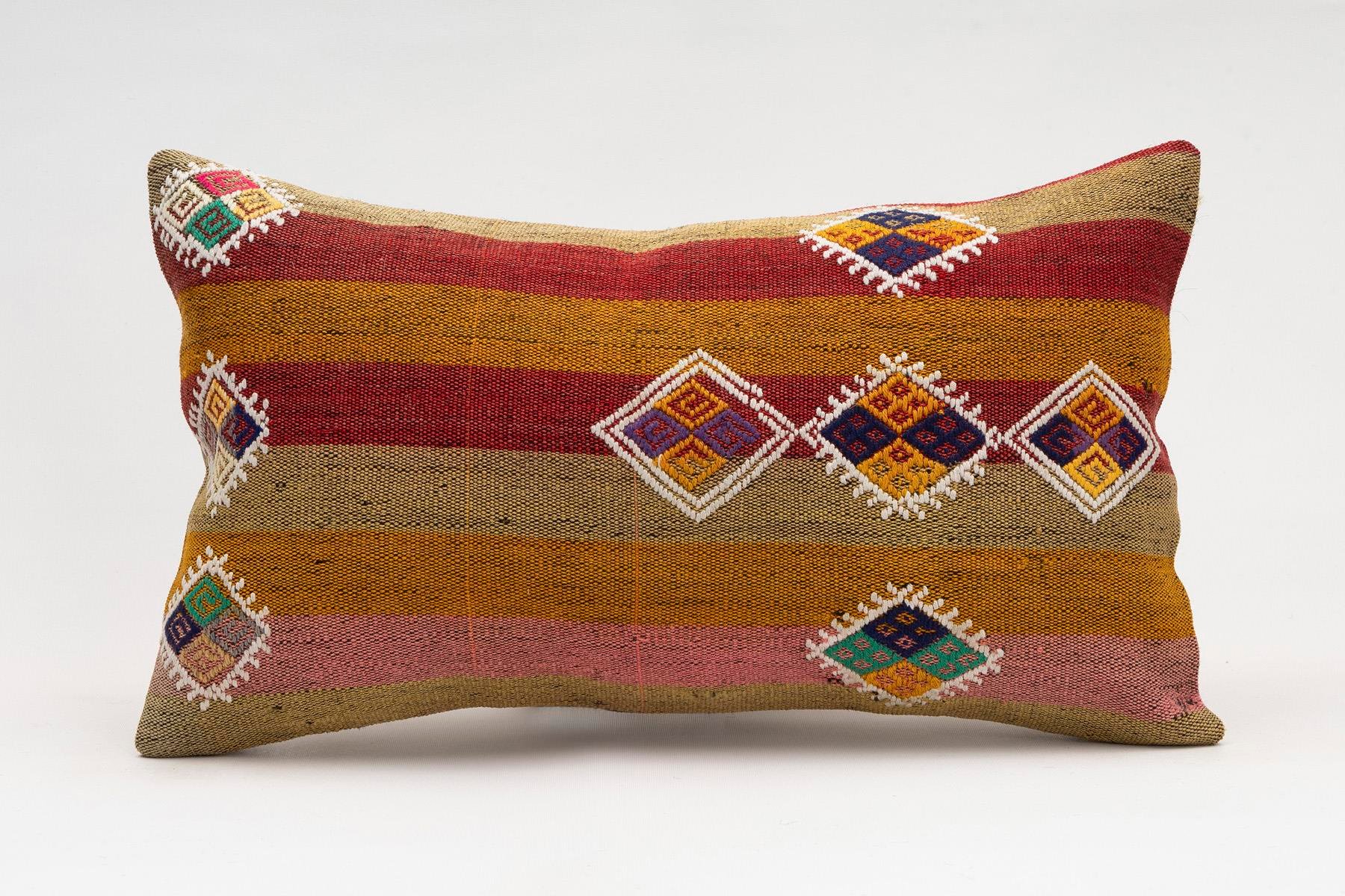 12x20 inches (30x50 cm) Kilim Pillow | KILIM WHOLESALE - Vintage Handmade Pillows - Vintage Handmade Kilim Rugs - It is 100% wool. Artistic and historical rugs. Old handwoven rugs. - Online hand woven rugs and kilim cushions sales. Shipping to a